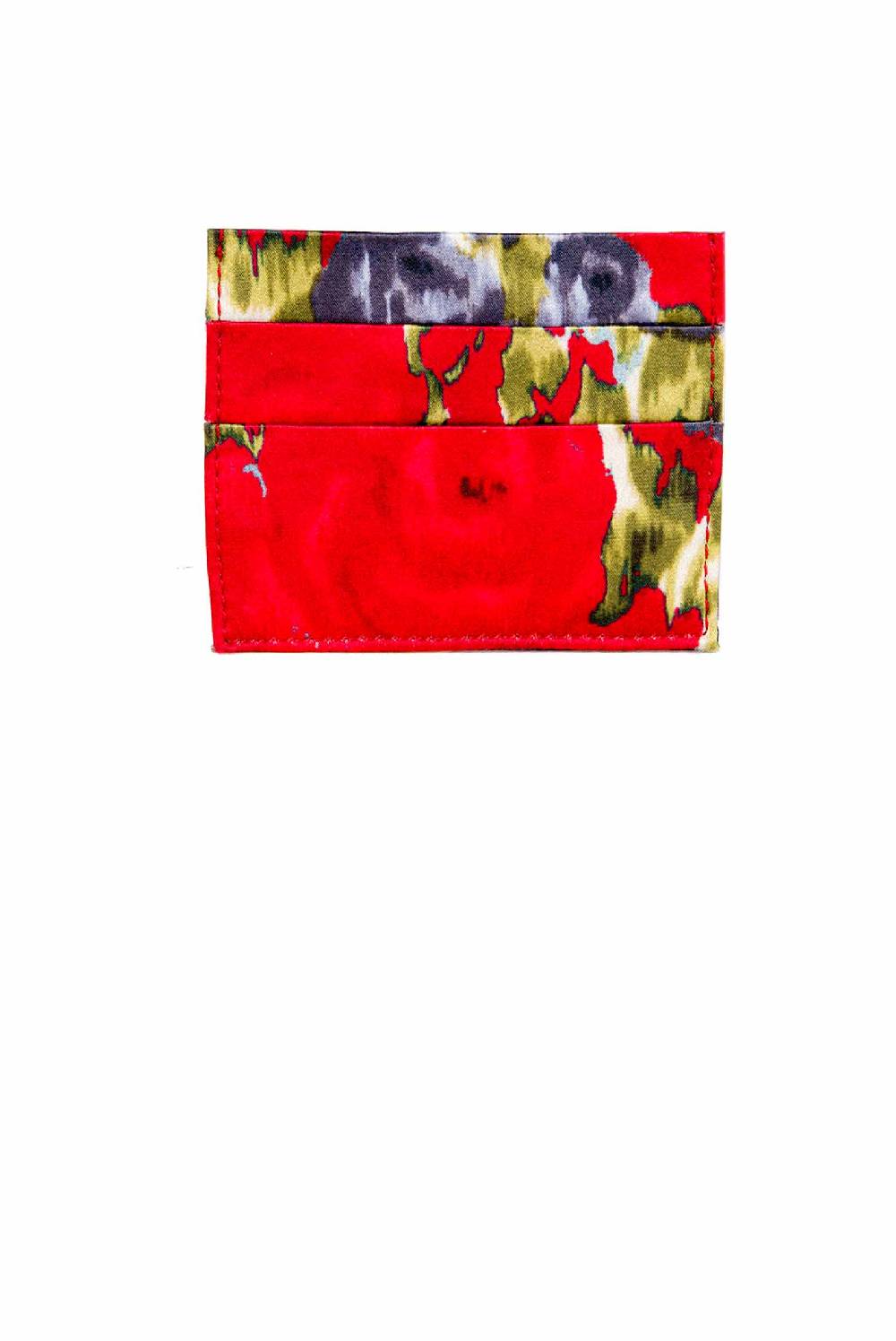 Luisa Beccaria Portacarte in seta stampata fiore rosso Latest stili
