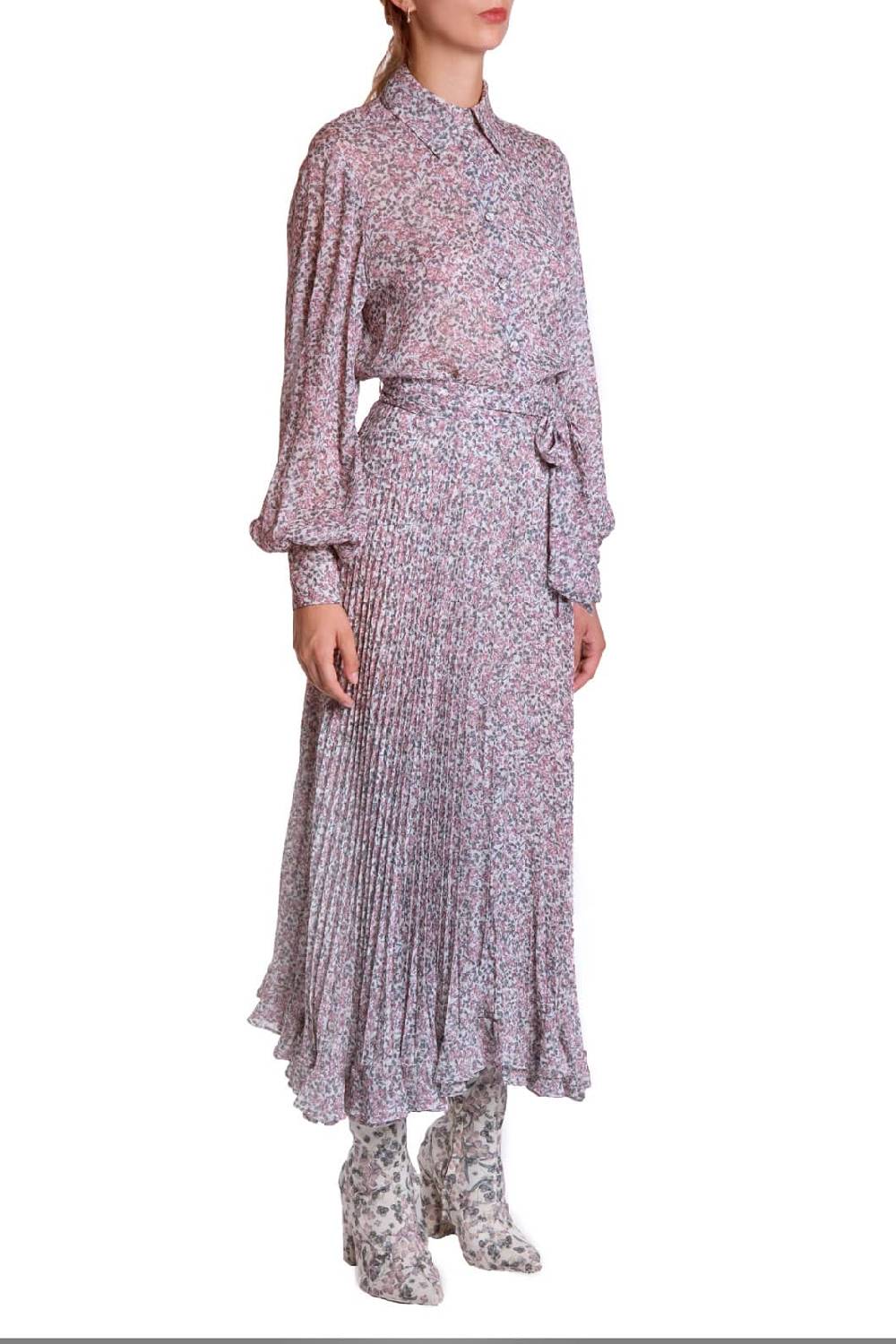 Luisa Beccaria Gonna Plissé In Chiffon Di Seta Stampata Offerta speciale della fabbrica