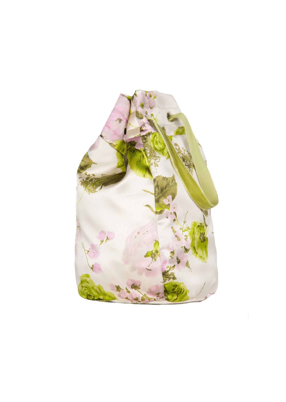 Luisa Beccaria Borsa a secchiello in seta con rose in fiore Esporta salva