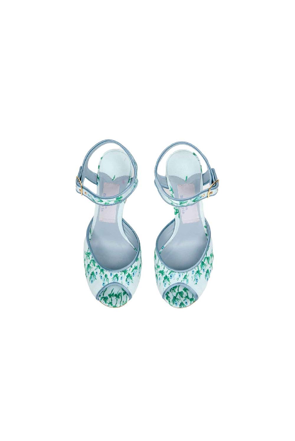 Luisa Beccaria Tacchi a punta aperta a righe fiorite blu Black Friday Prezzi