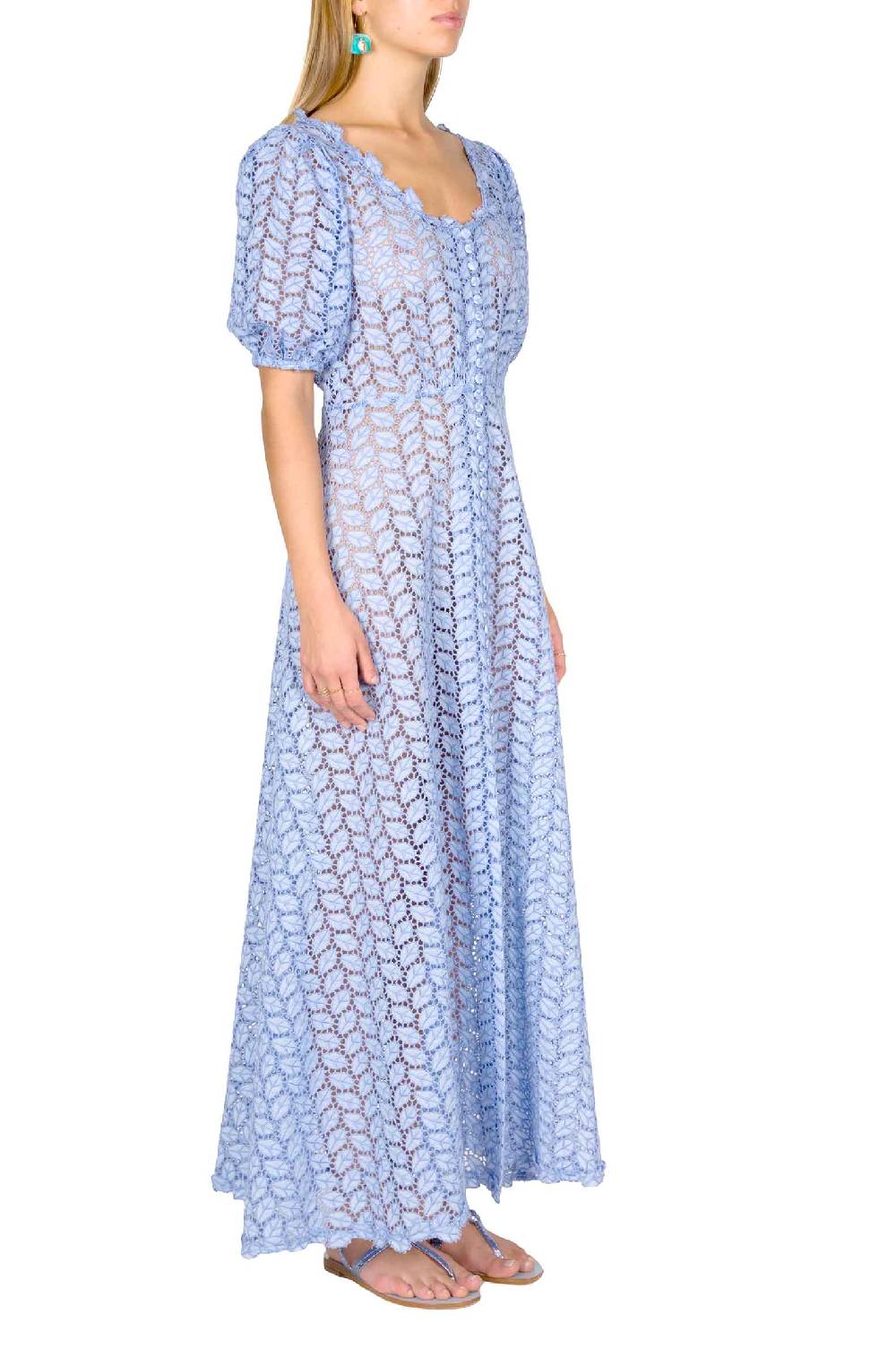 Luisa Beccaria Abito Bottoncino in Broderie Anglaise Nuovo