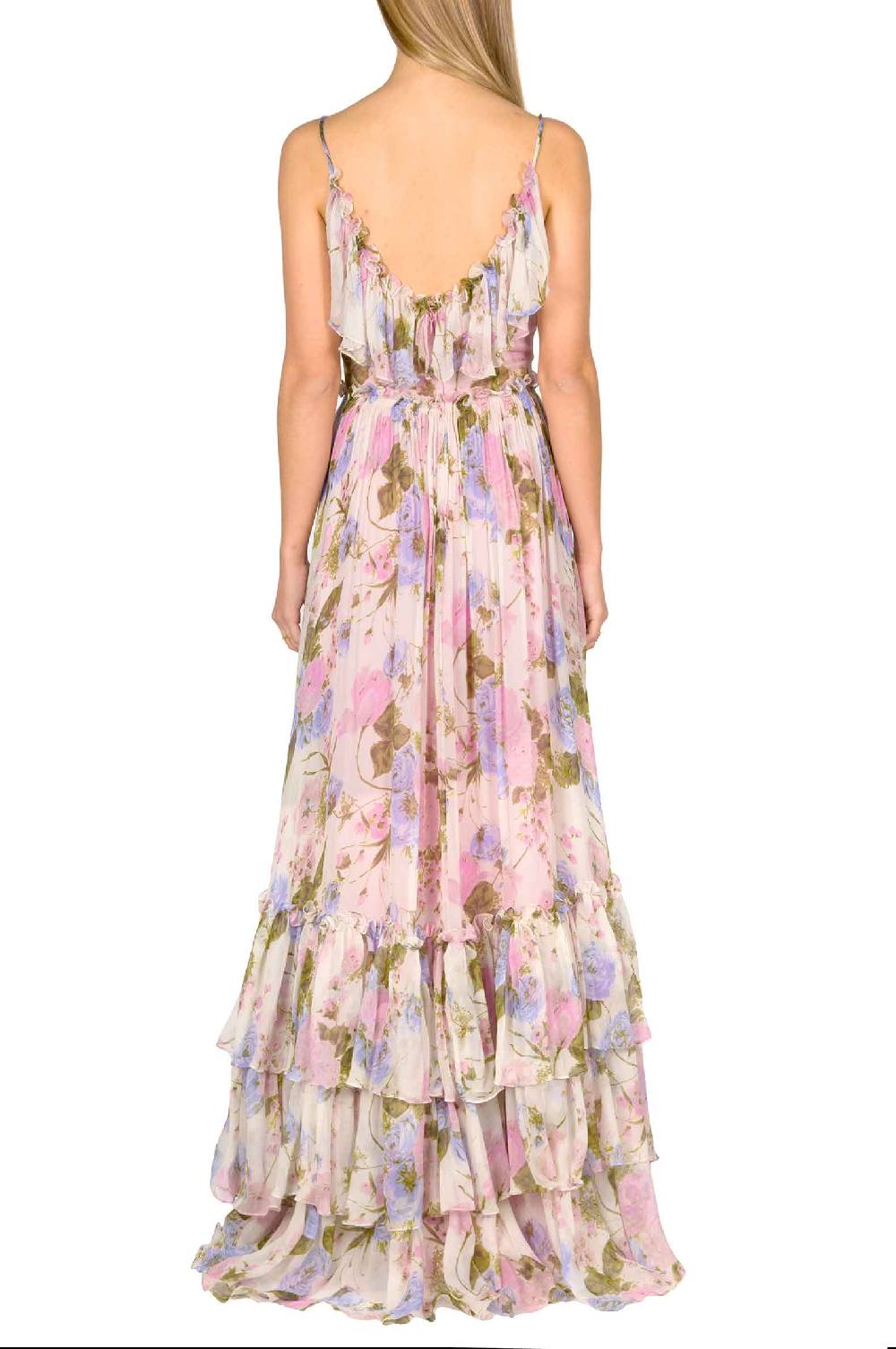 Luisa Beccaria Maxi abito arricciato in chiffon floreale Promozione Limitata