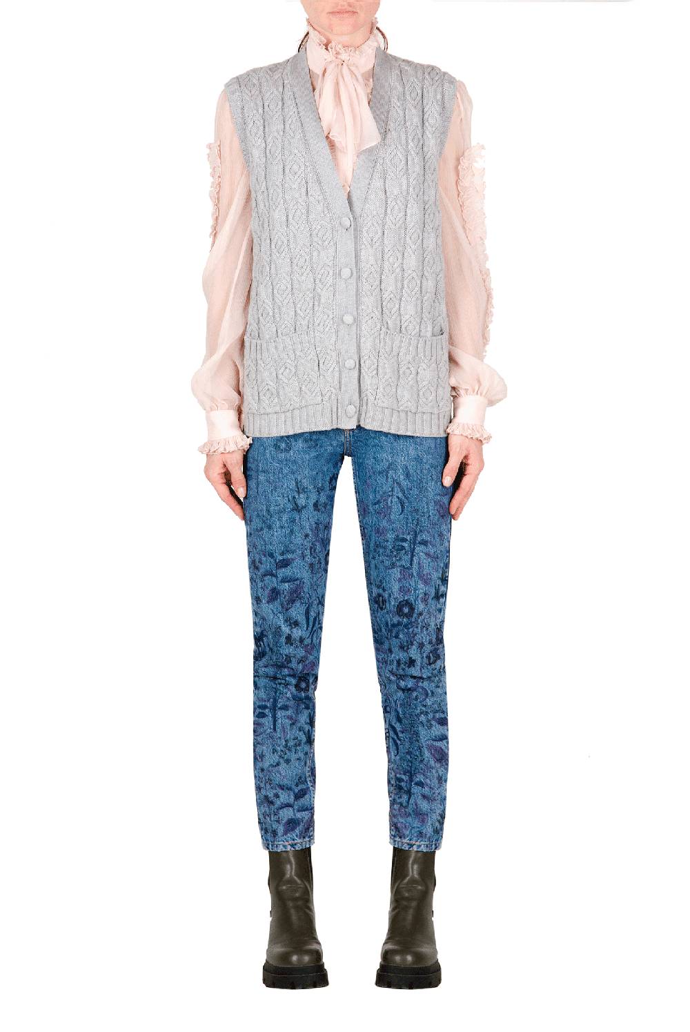 Luisa Beccaria Gilet Lana Ritorto Grigio Convenienza