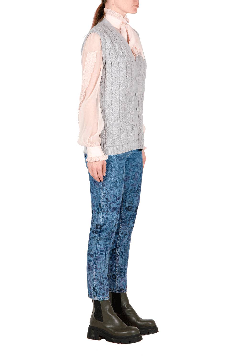 Luisa Beccaria Gilet Lana Ritorto Grigio Convenienza