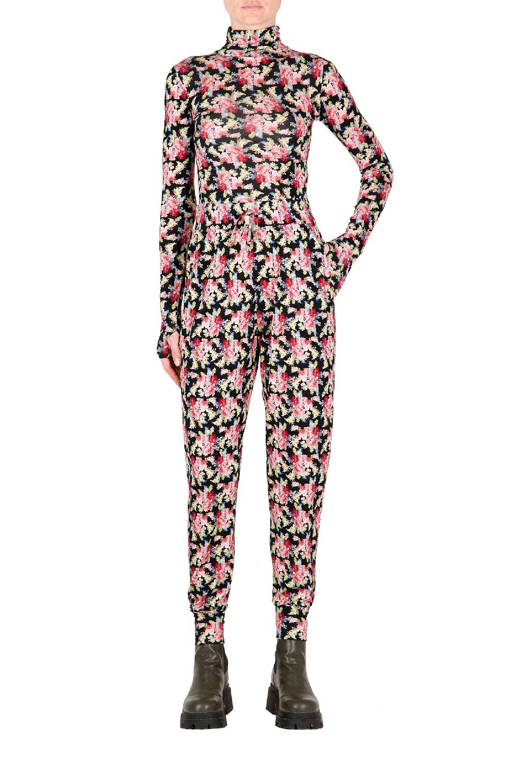 Luisa Beccaria Leggings Neri Floreali Offerta