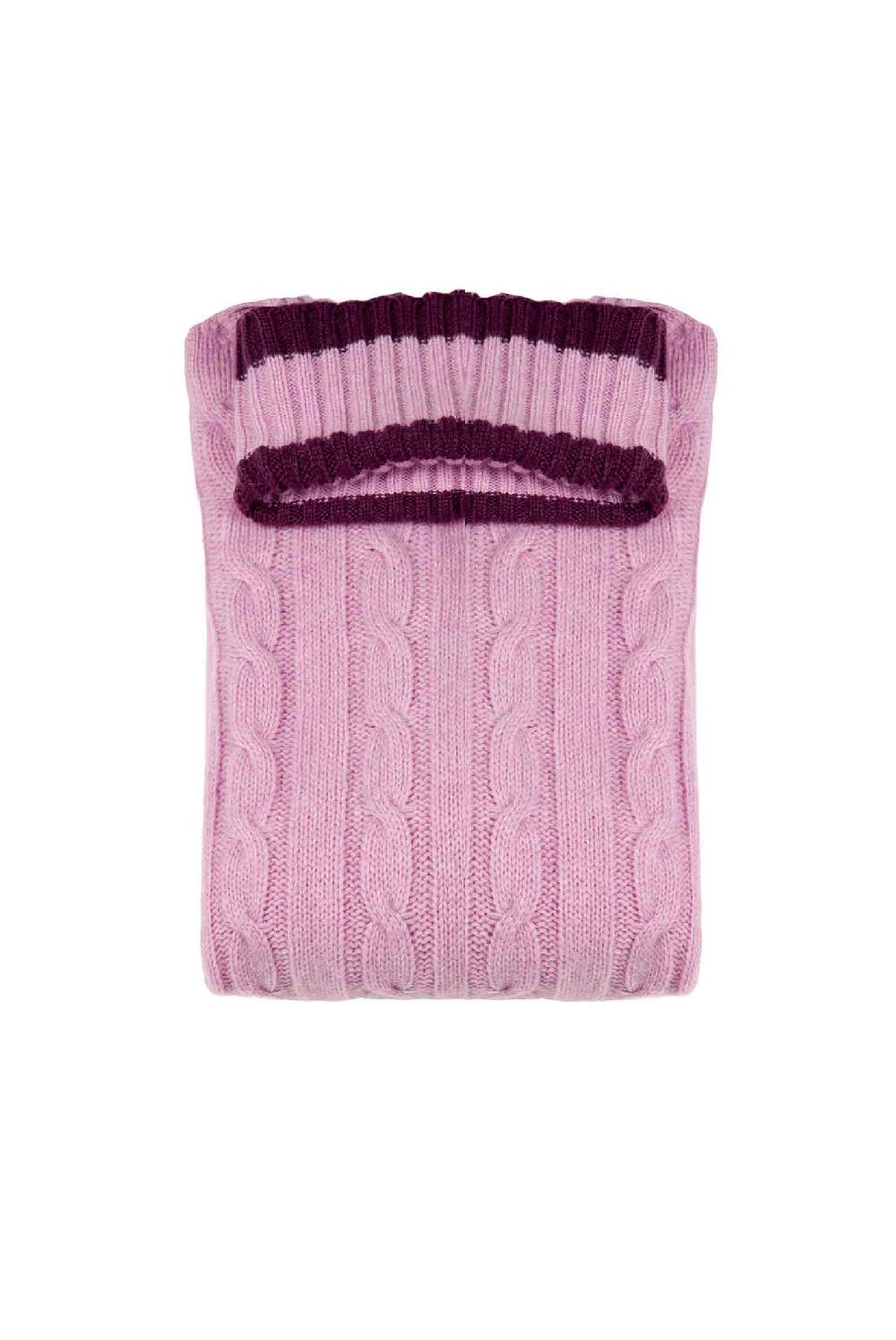 Luisa Beccaria Maglione dolcevita in cashmere a trecce rosa In Vendita