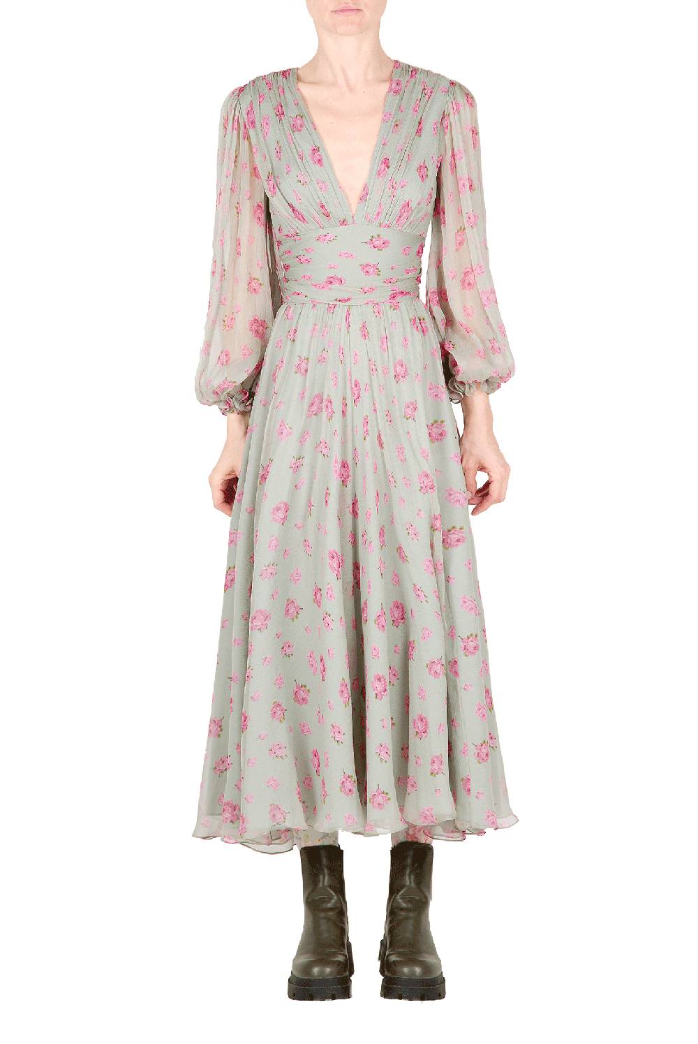 Luisa Beccaria Abito in chiffon floreale Nuova