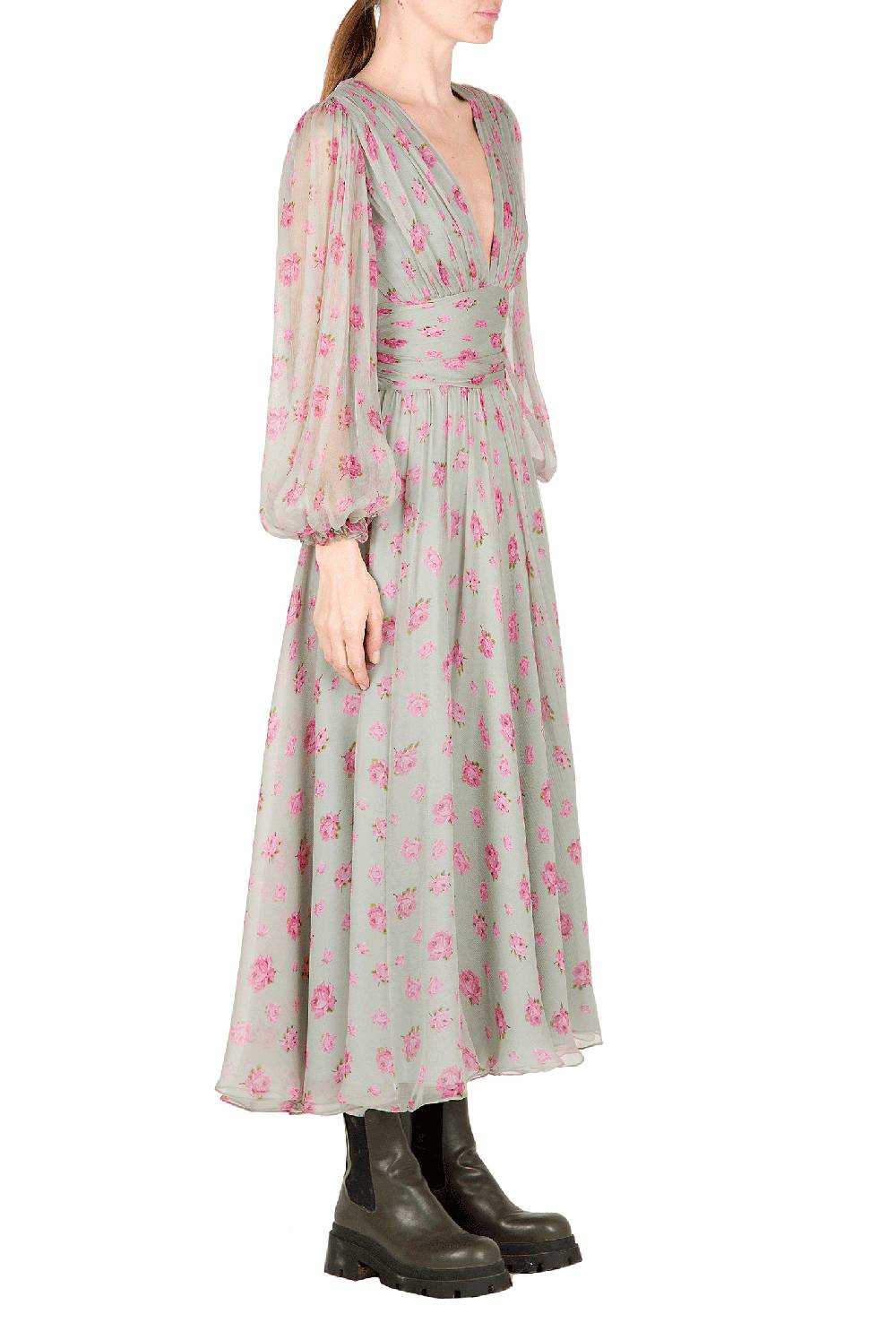 Luisa Beccaria Abito in chiffon floreale Nuova