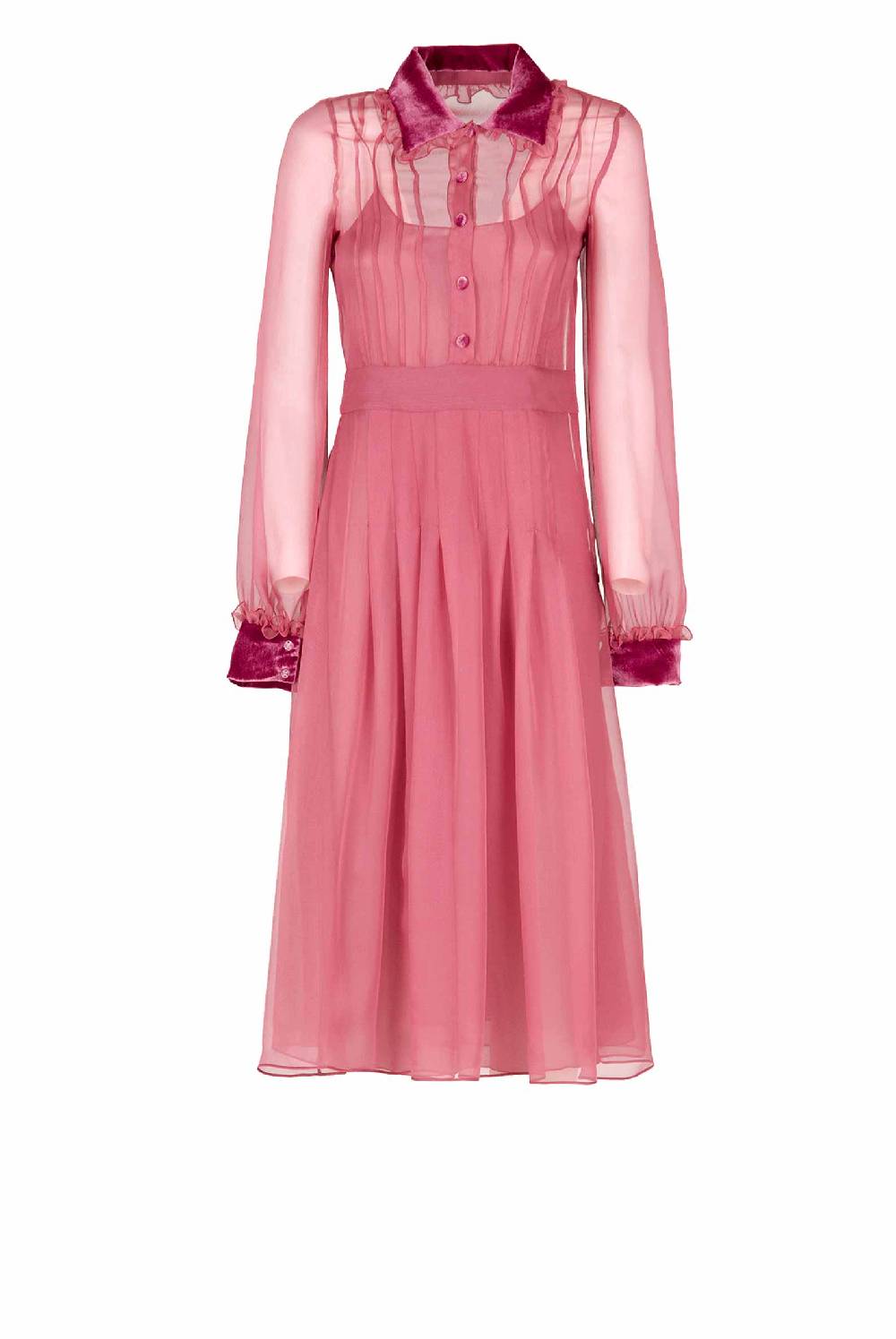 Luisa Beccaria Abito in chiffon con passamaneria in velluto Comprare a buon mercato