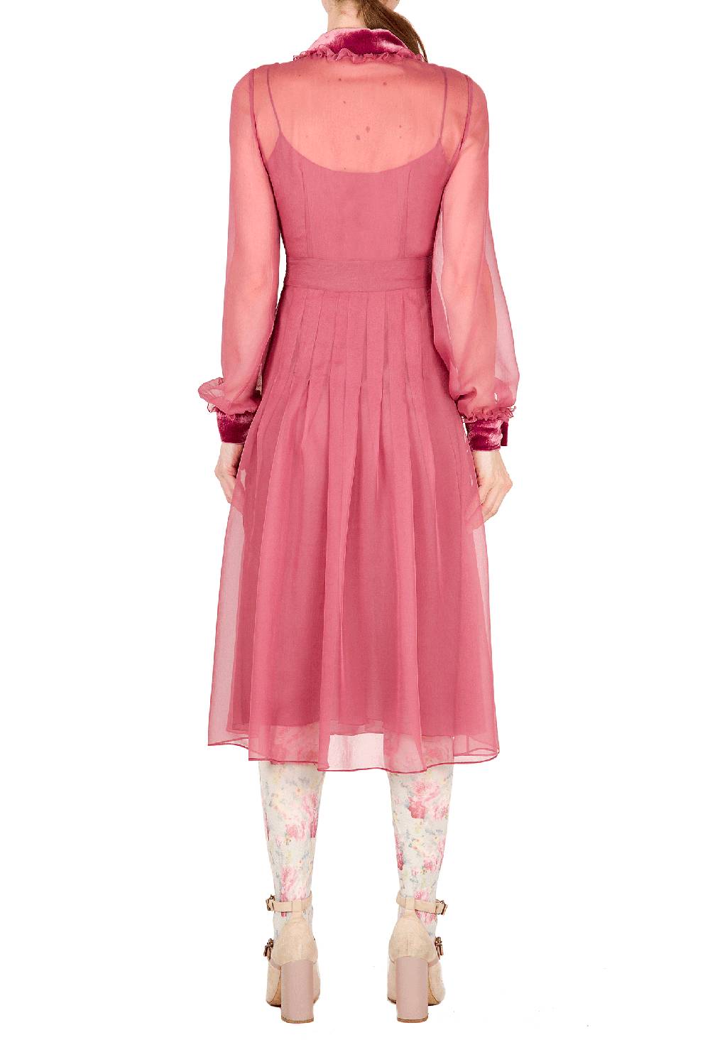 Luisa Beccaria Abito in chiffon con passamaneria in velluto Comprare a buon mercato