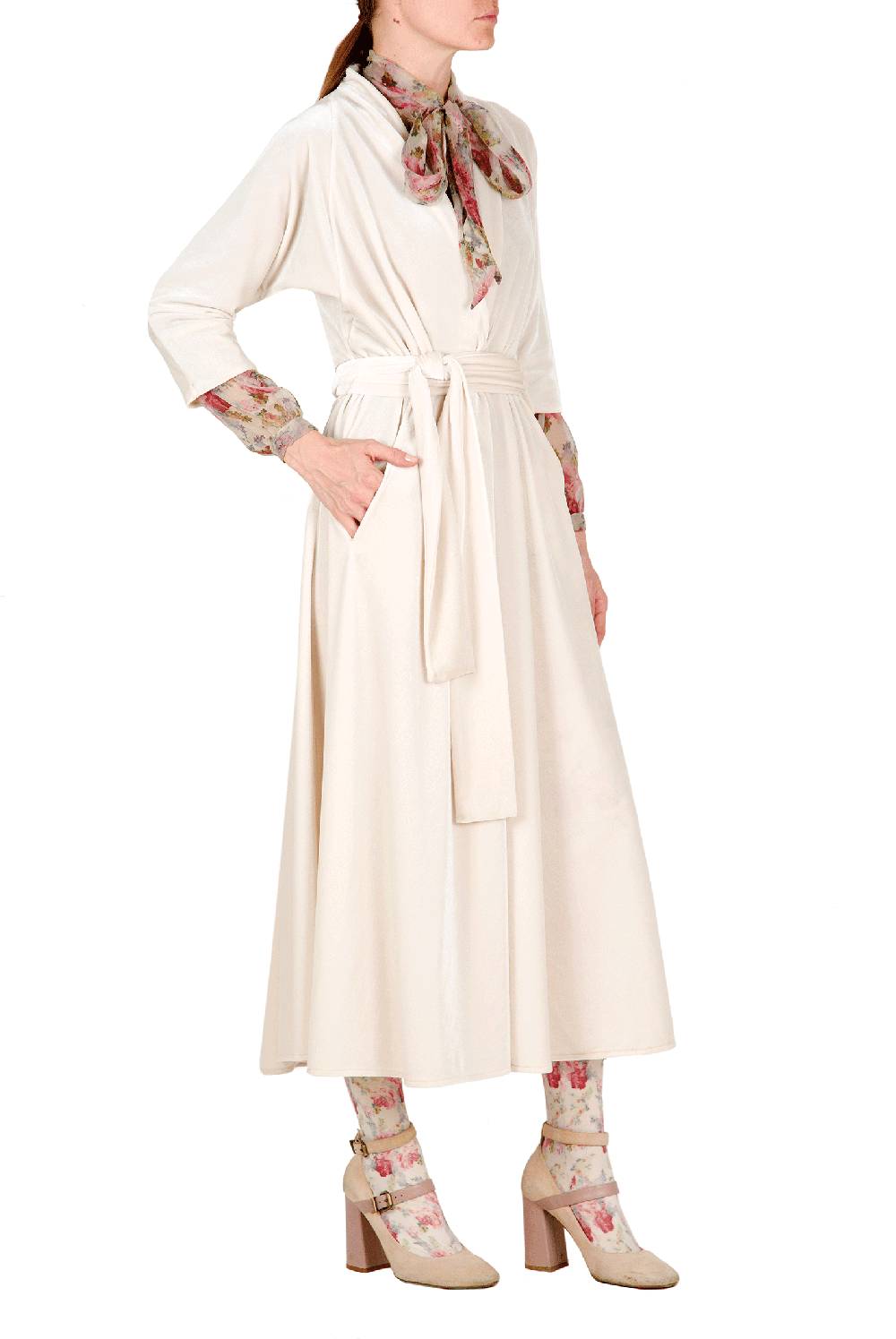 Luisa Beccaria Abito Luisa in velluto bianco Flash Sale
