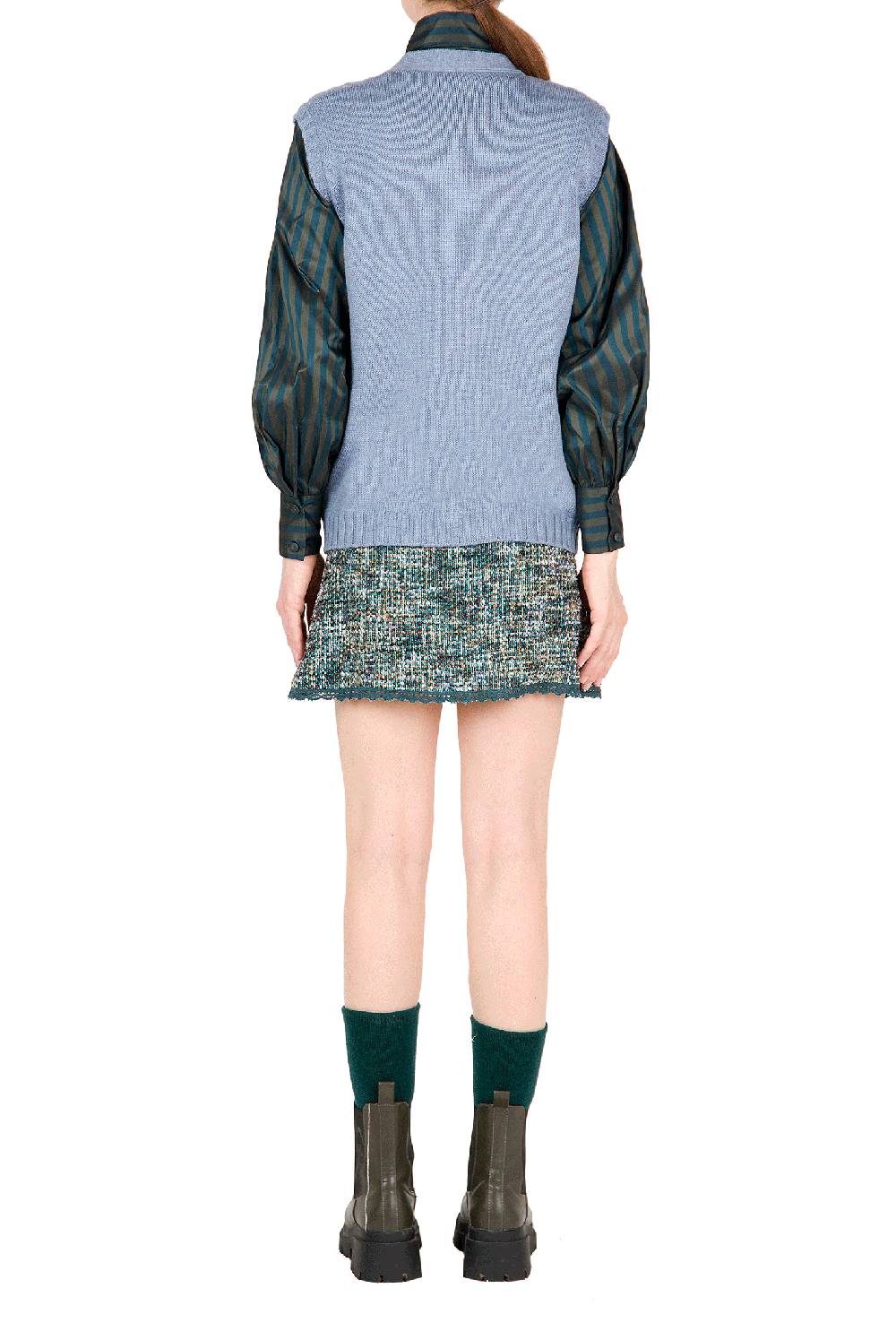 Luisa Beccaria Gilet in lana ritorta Blu Offerta Giorno del Papà