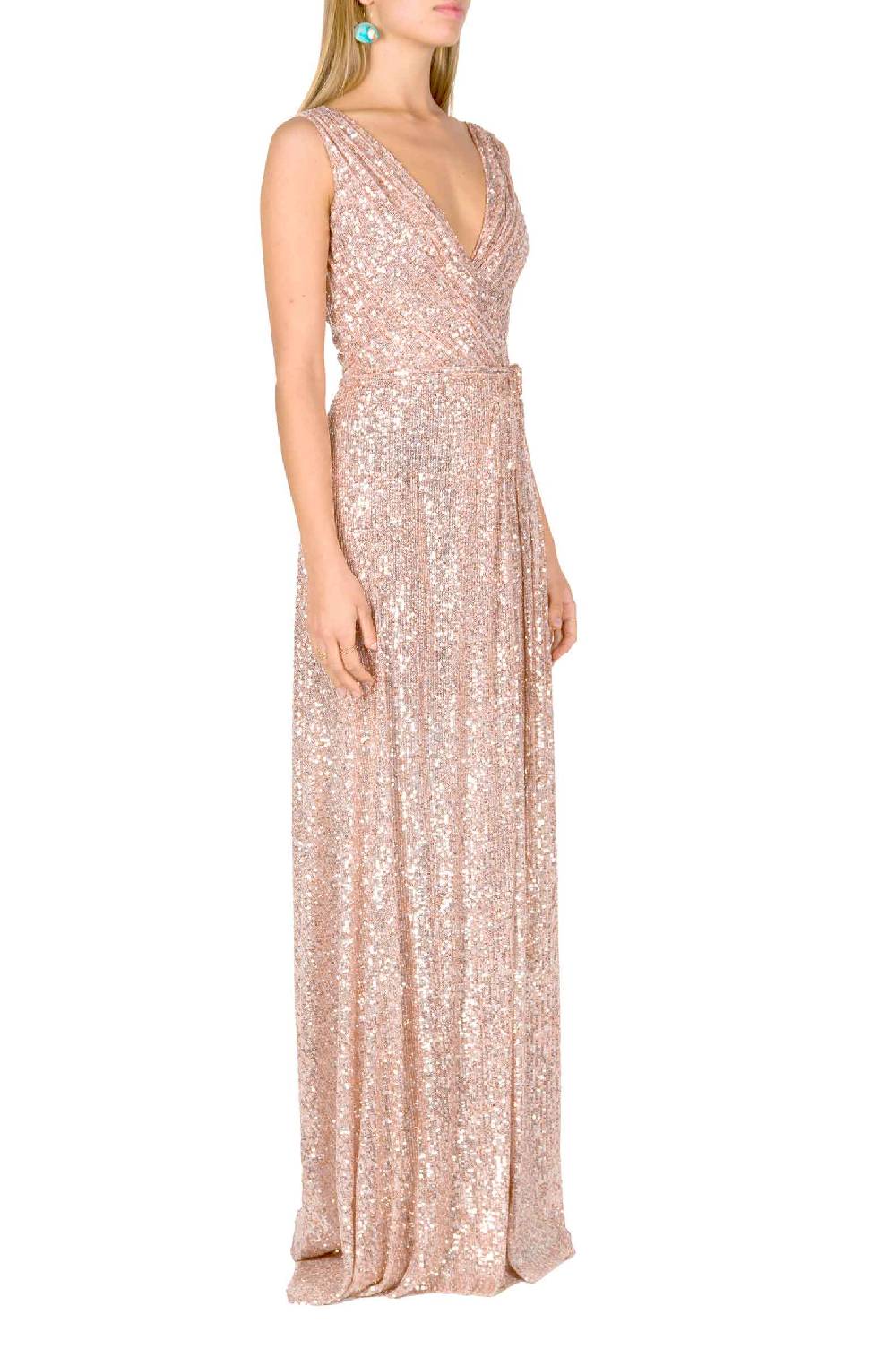 Luisa Beccaria Abito a portafoglio con paillettes rosa Latest fashion