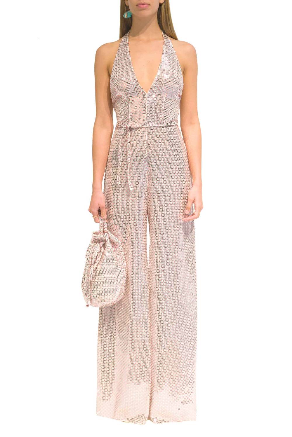 Luisa Beccaria Tuta Meck Halter con paillettes Offerta temporanea
