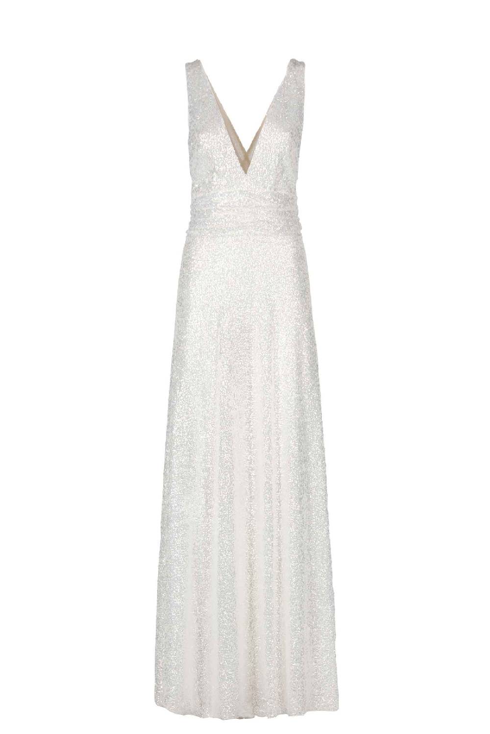 Luisa Beccaria Abito lungo in paillettes con scollo a V Offerte esclusive