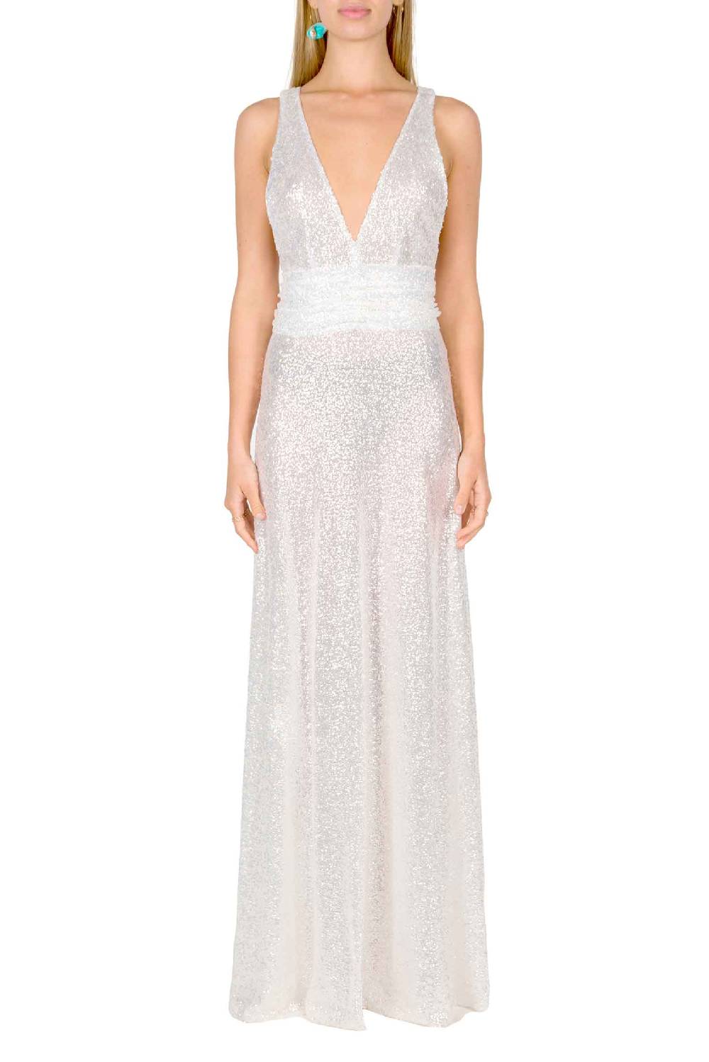 Luisa Beccaria Abito lungo in paillettes con scollo a V Offerte esclusive