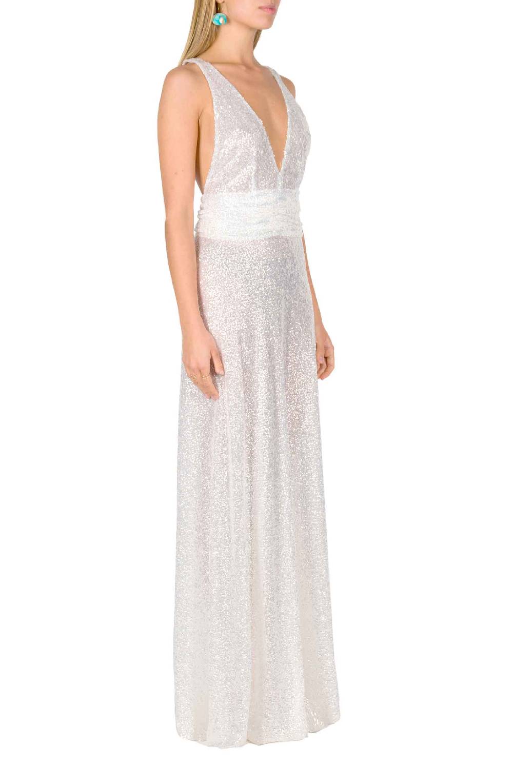 Luisa Beccaria Abito lungo in paillettes con scollo a V Offerte esclusive