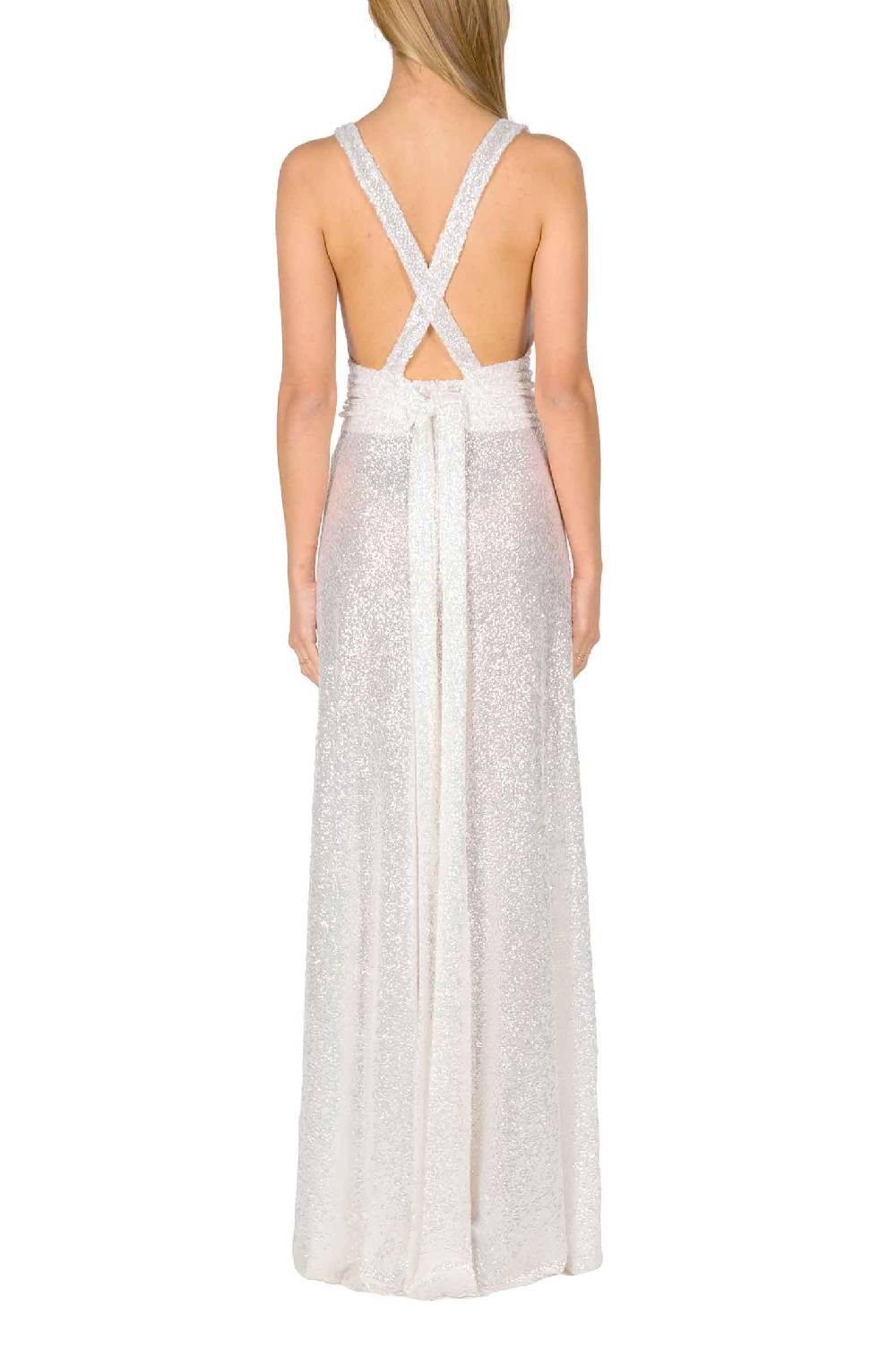 Luisa Beccaria Abito lungo in paillettes con scollo a V Offerte esclusive