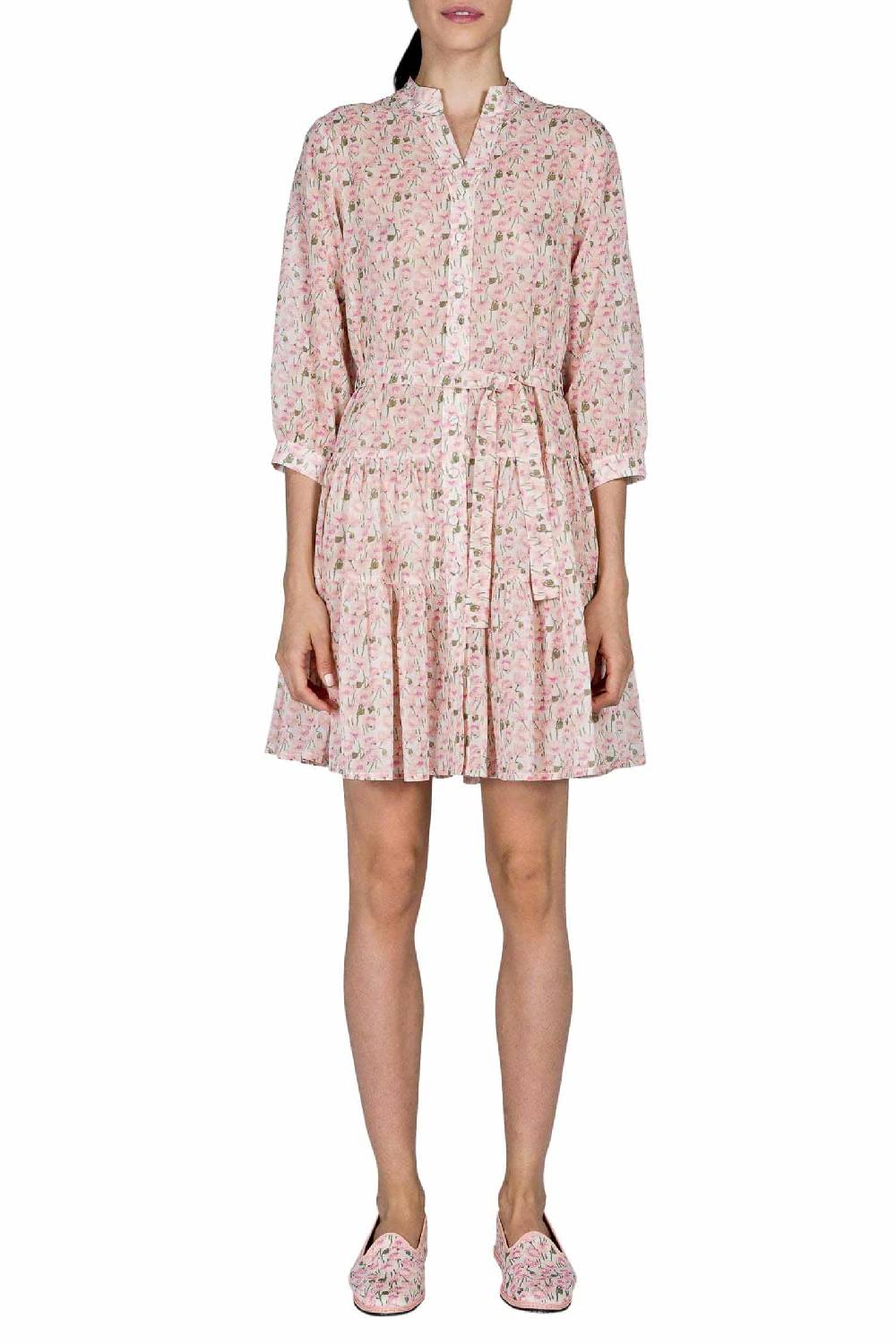 Luisa Beccaria Mini abito rosa Papaveri in cotone Bestseller