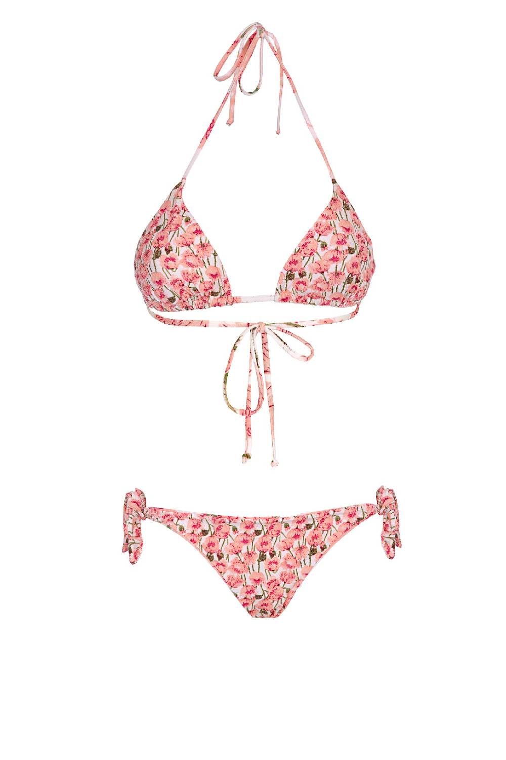 Luisa Beccaria Bikini Triangolo E Slip Rosa Papaveri Double Face Offerte stagionali