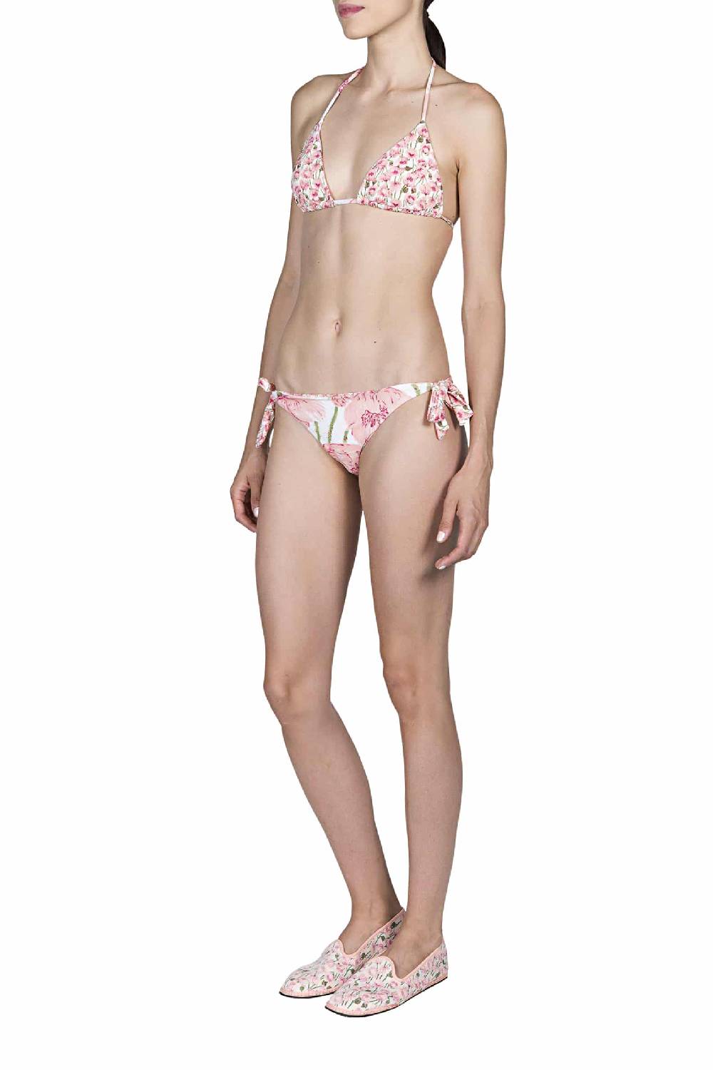 Luisa Beccaria Bikini Triangolo E Slip Rosa Papaveri Double Face Offerte stagionali