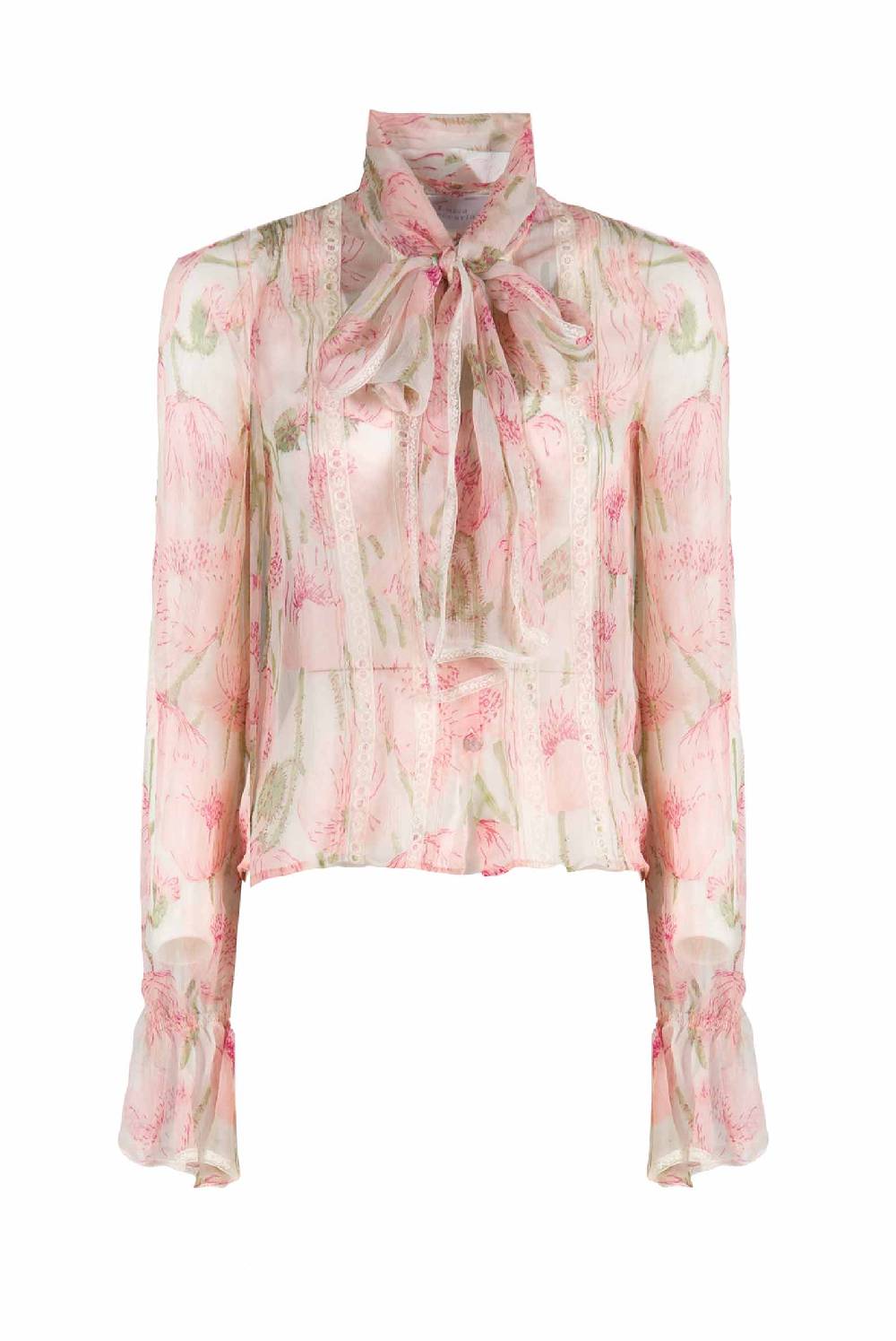 Luisa Beccaria Camicetta in chiffon con papaveri macro Sconti VIP