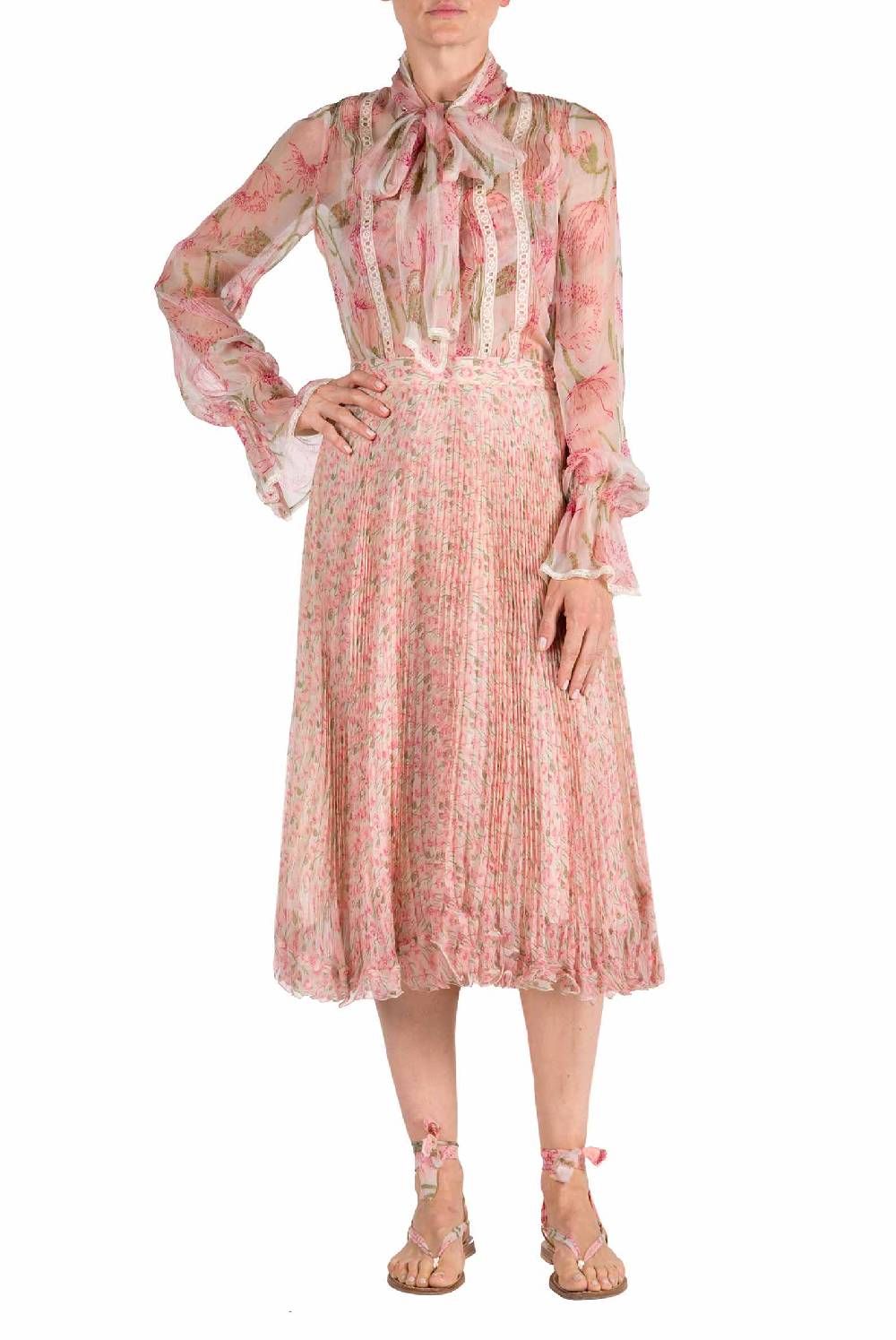 Luisa Beccaria Camicetta in chiffon con papaveri macro Sconti VIP