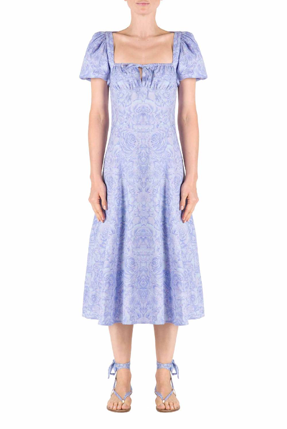 Luisa Beccaria Abito in lino stampato rose Super Saving Price