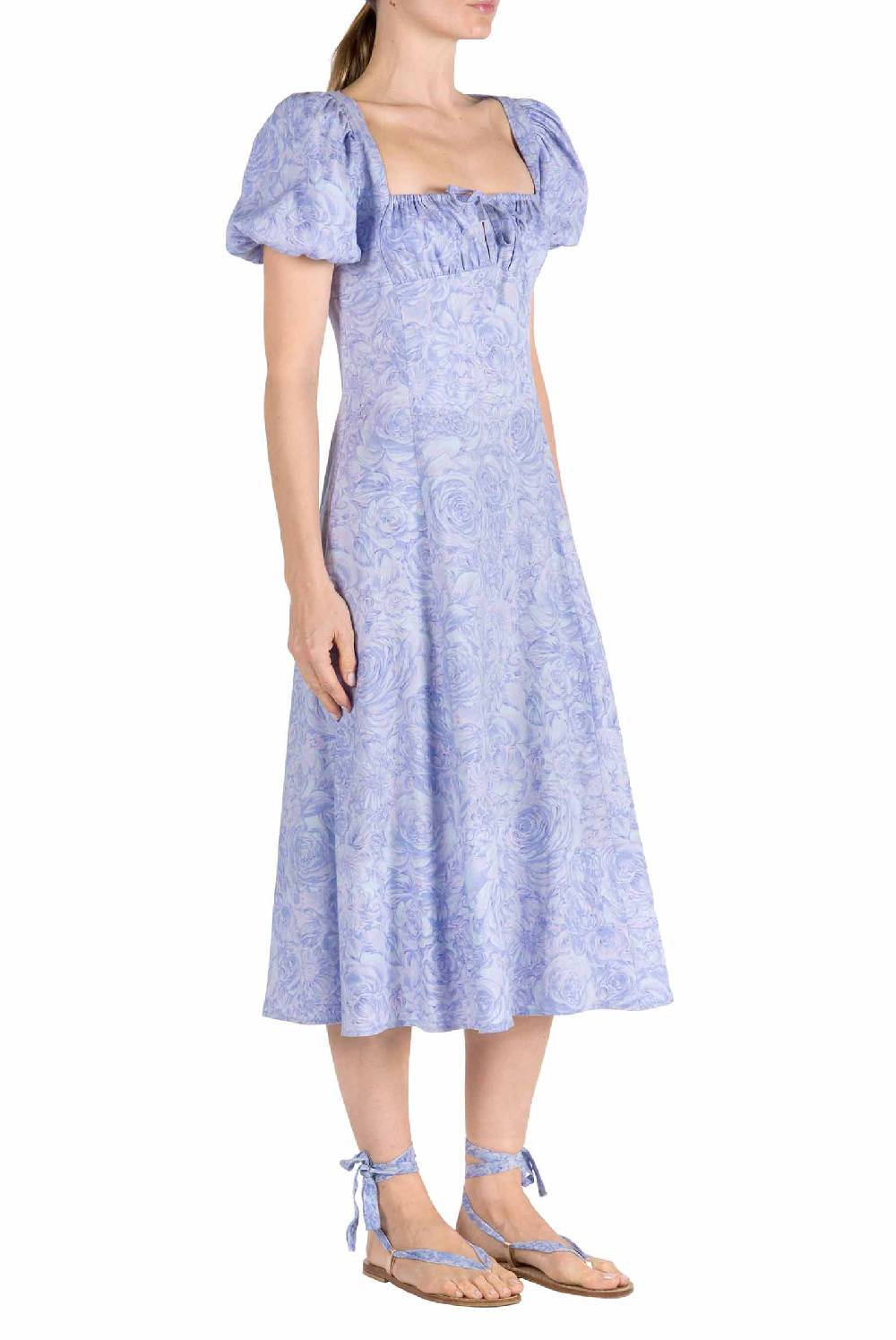 Luisa Beccaria Abito in lino stampato rose Super Saving Price
