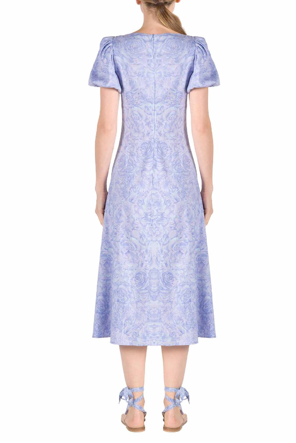 Luisa Beccaria Abito in lino stampato rose Super Saving Price