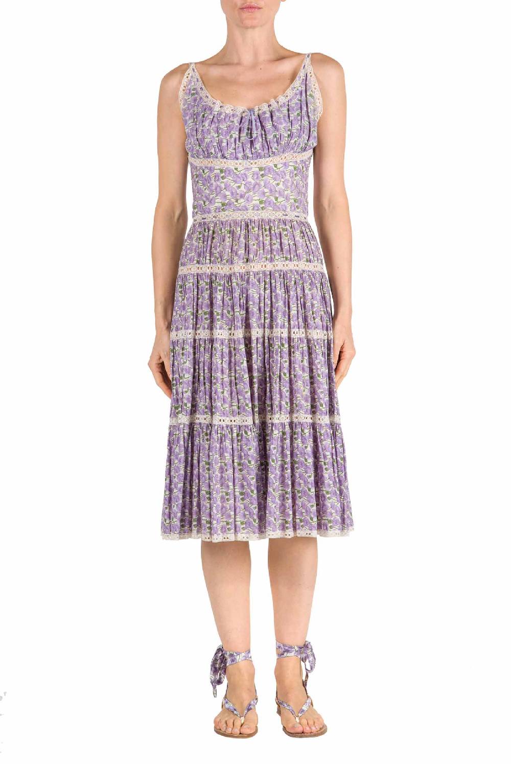Luisa Beccaria Abito in cotone micro papaveri In vendita