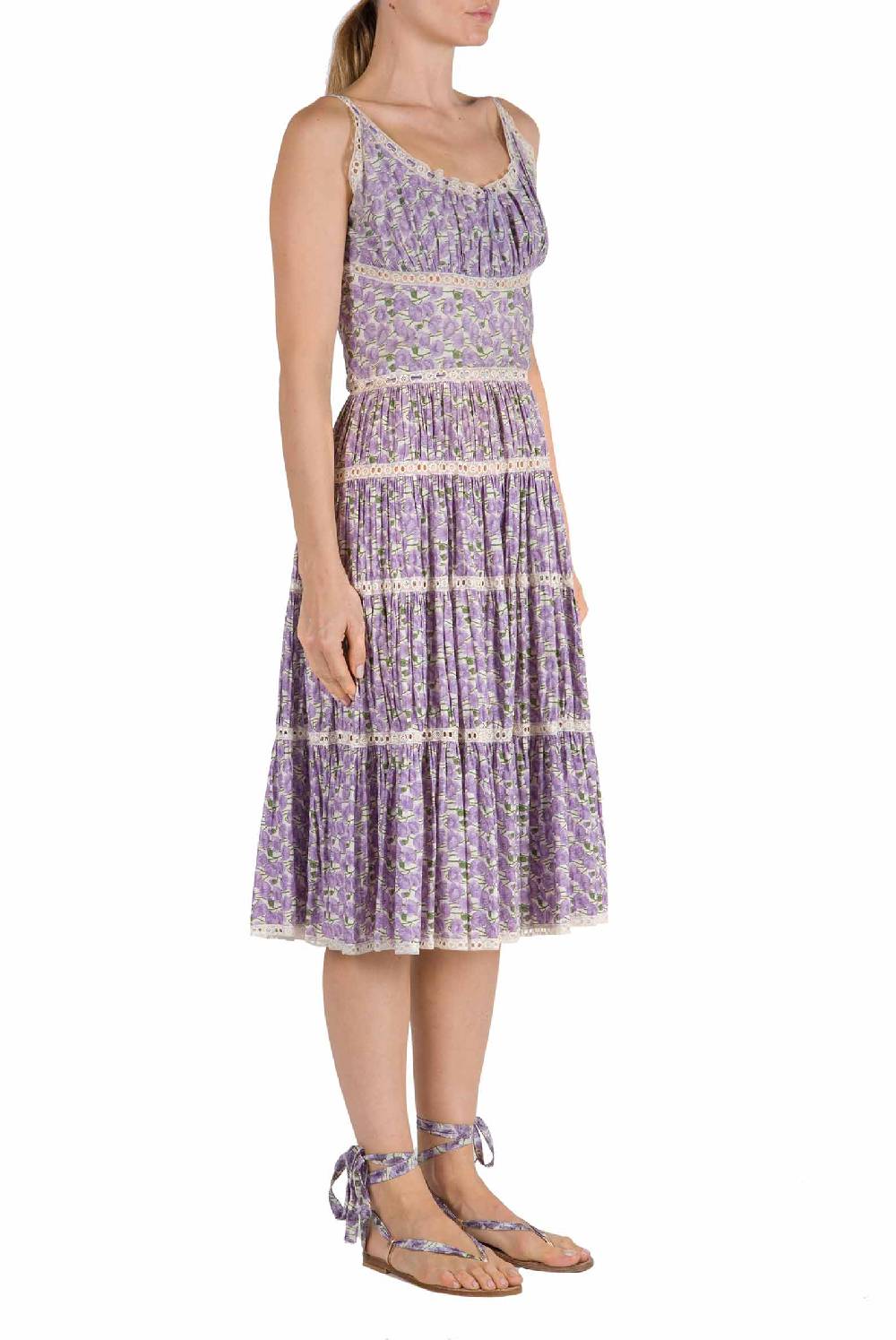 Luisa Beccaria Abito in cotone micro papaveri In vendita