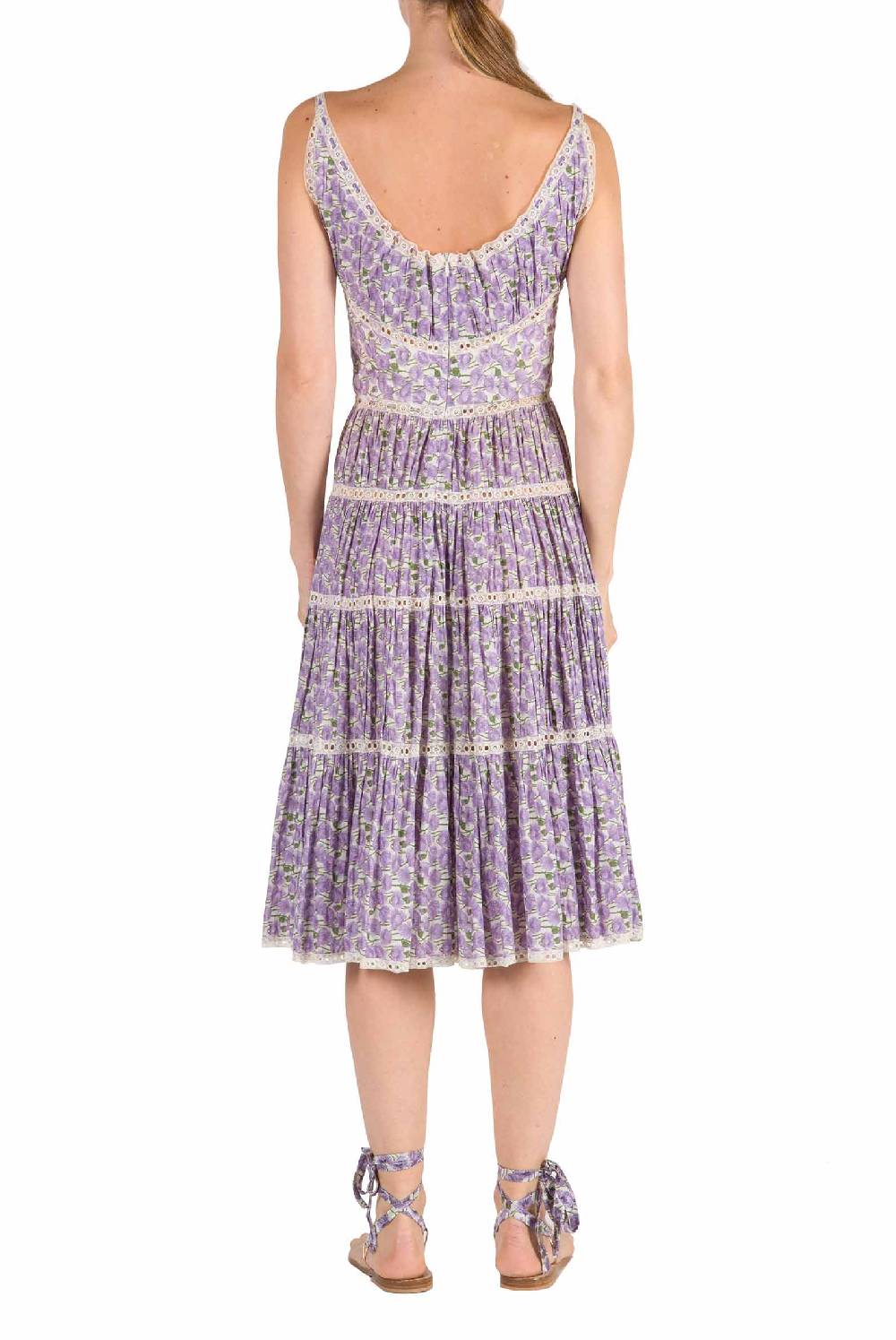 Luisa Beccaria Abito in cotone micro papaveri In vendita