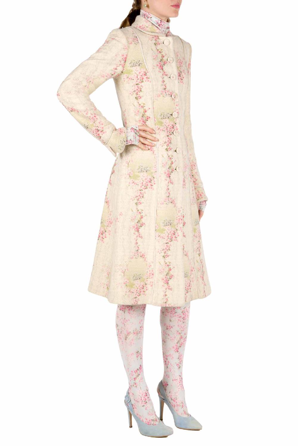 Luisa Beccaria Cappotto Cerchio Di Rose In Lana Con Lurex Vendita