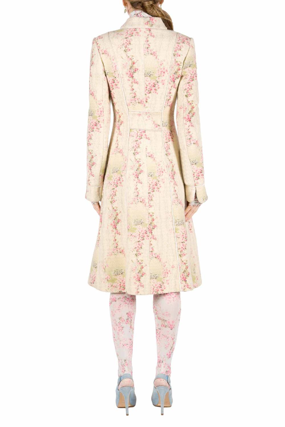 Luisa Beccaria Cappotto Cerchio Di Rose In Lana Con Lurex Vendita