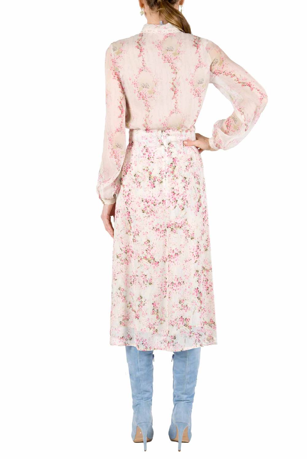 Luisa Beccaria Cerchio Di Rose Camicia In Chiffon Promozione