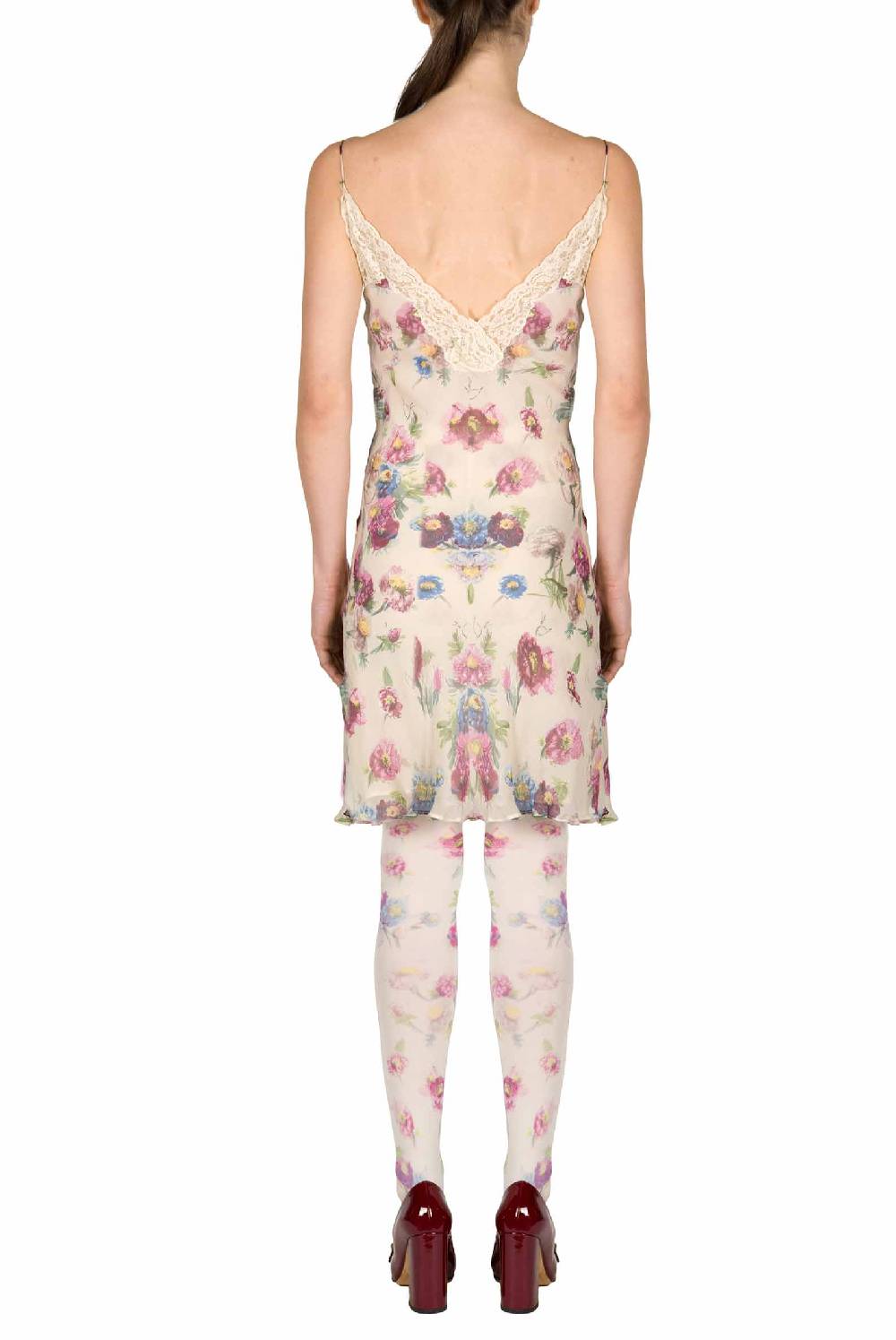 Luisa Beccaria Slipdress Macro Anemoni Con Pizzo Promozione Limitata