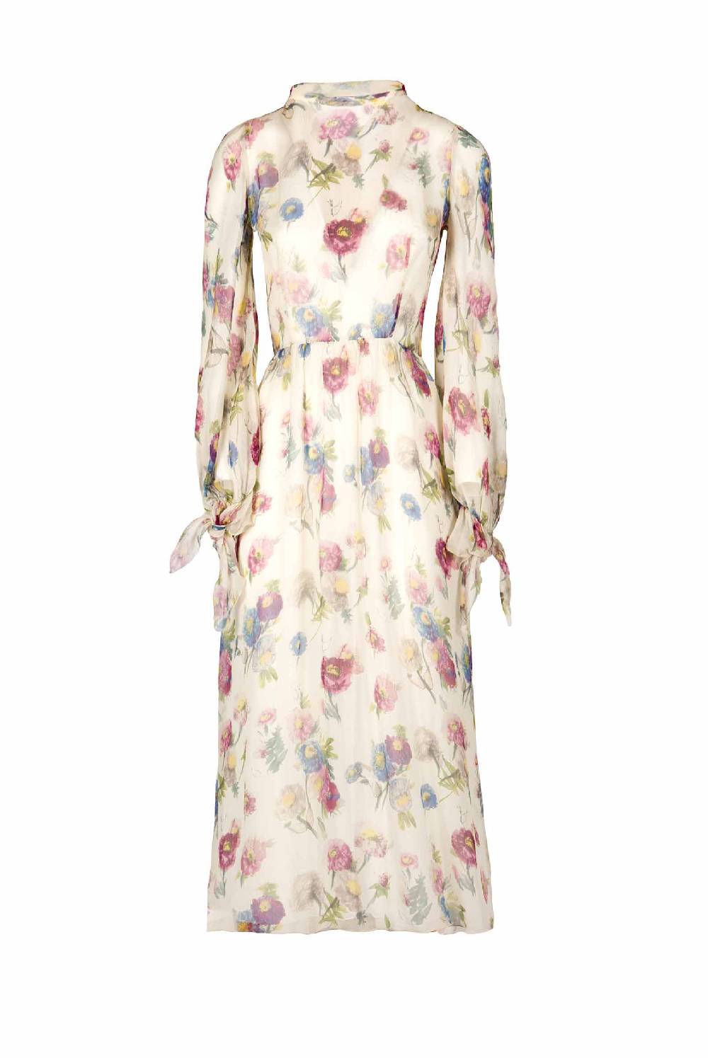 Luisa Beccaria Chiffon Macro Anemoni Abito Con Fascia Shopping Online