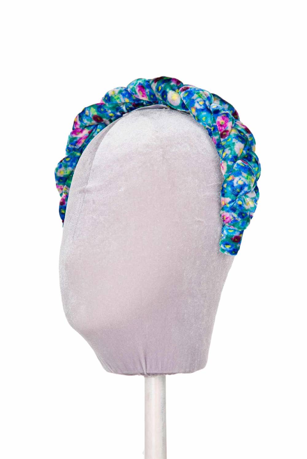 Luisa Beccaria Fascia per capelli intrecciata in velluto micro anemoni Prezzo Ridotto