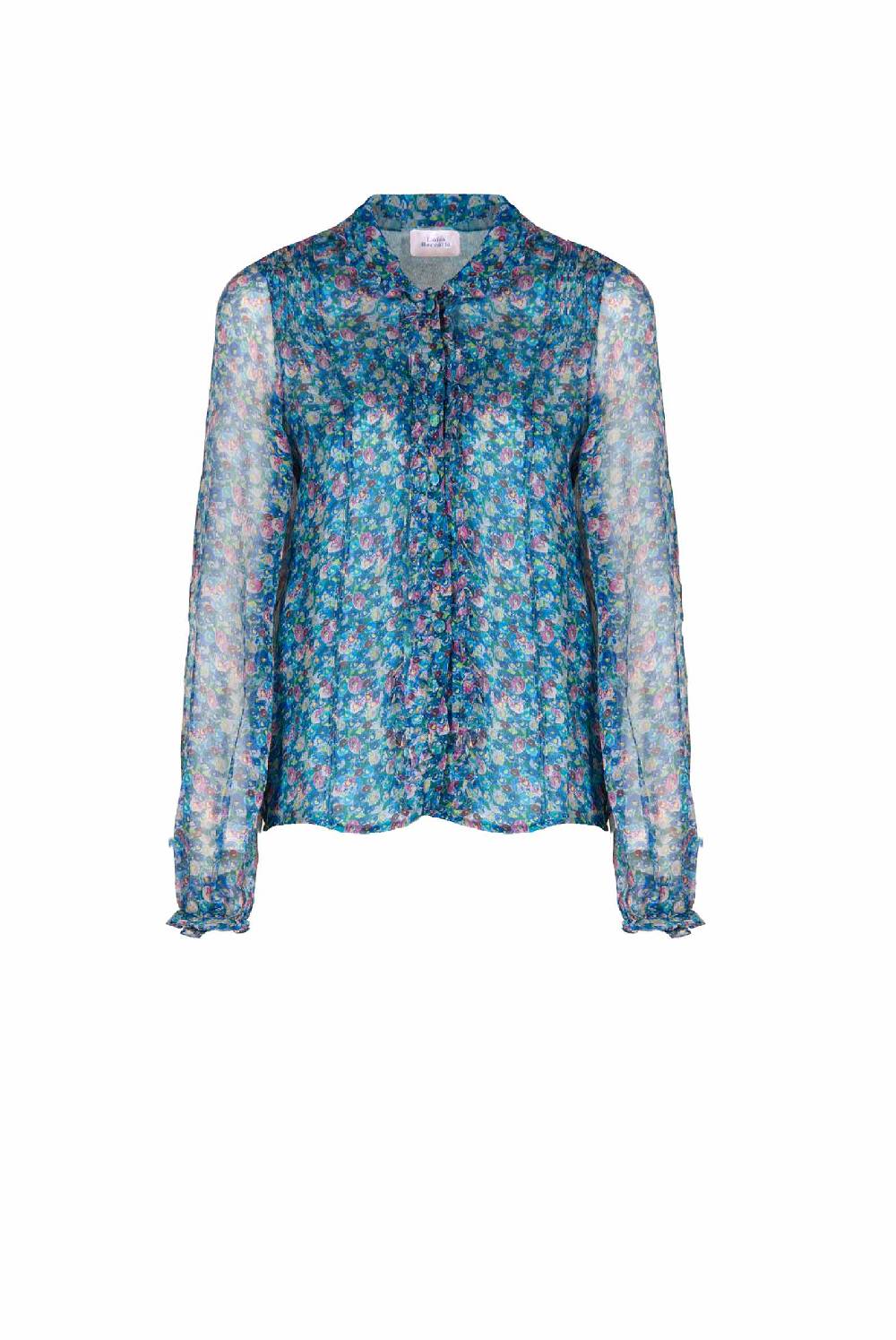 Luisa Beccaria Camicia in chiffon con micro anemoni Sottocosto