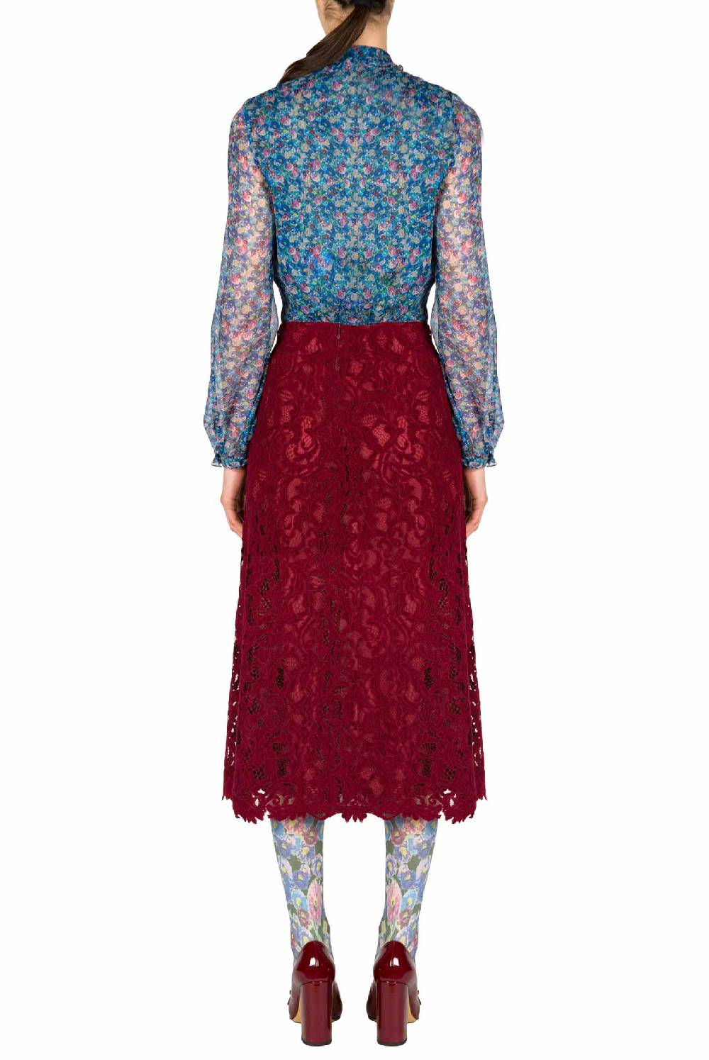Luisa Beccaria Camicia in chiffon con micro anemoni Sottocosto