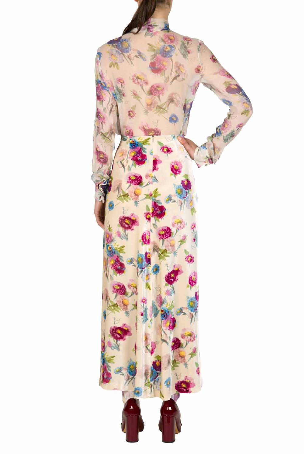 Luisa Beccaria Camicetta in chiffon stampata con macro anemoni Offerta