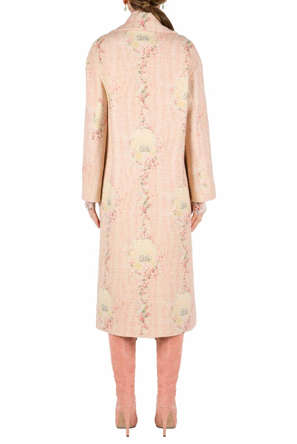 Luisa Beccaria Cappotto Cerchio Di Rose In Lana Con Fodera Abbinata Vendita Calda