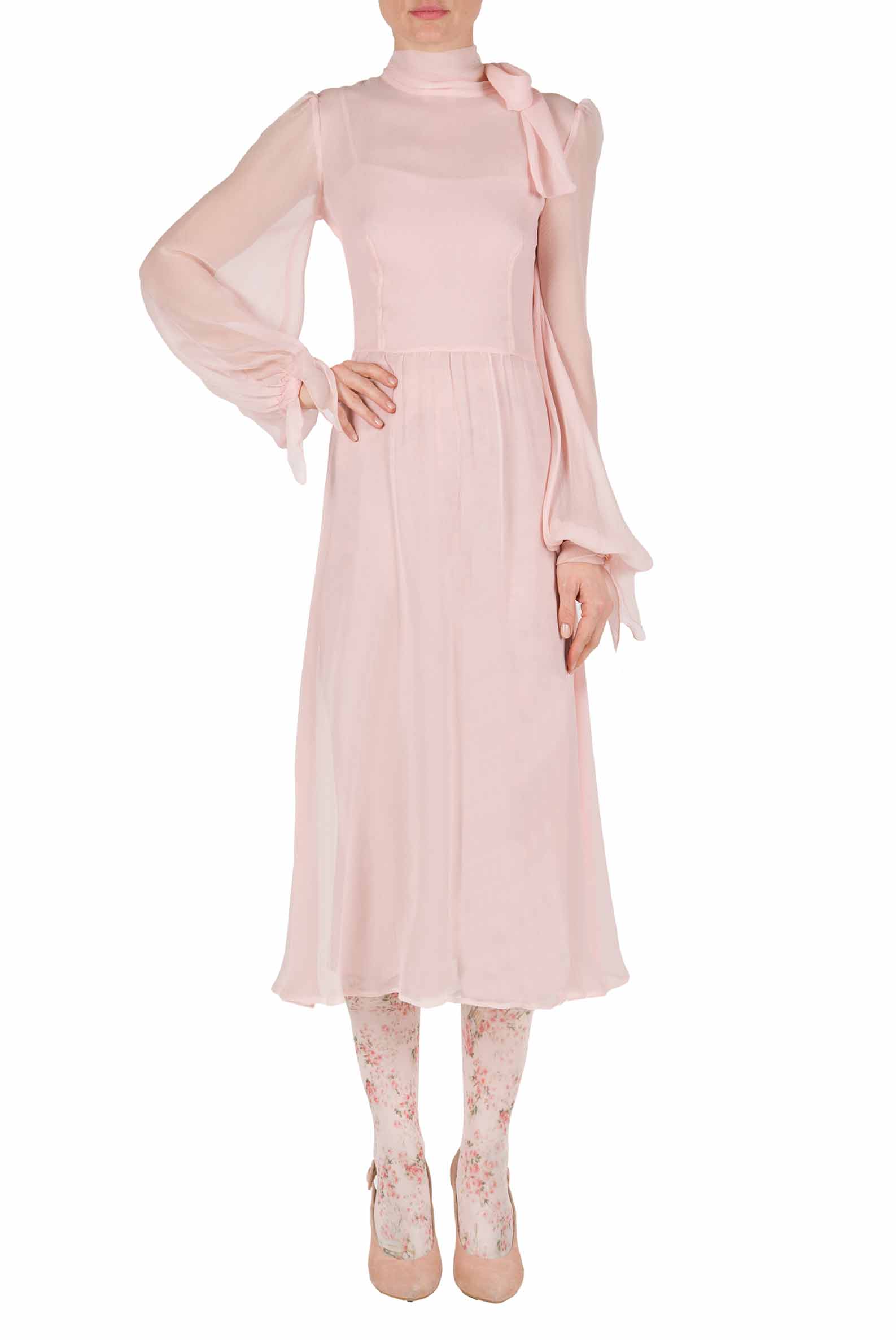 Luisa Beccaria Abito in crepon di chiffon rosa Vendite Flash