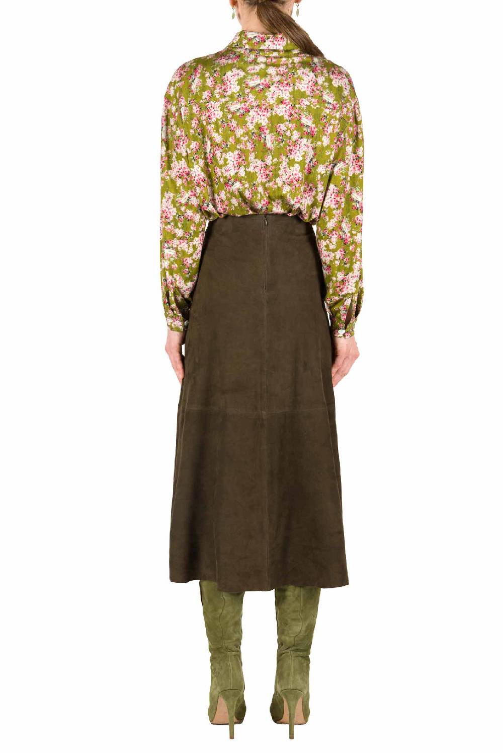 Luisa Beccaria Polo in jersey con stampa boccioli di rosa verde Negozio