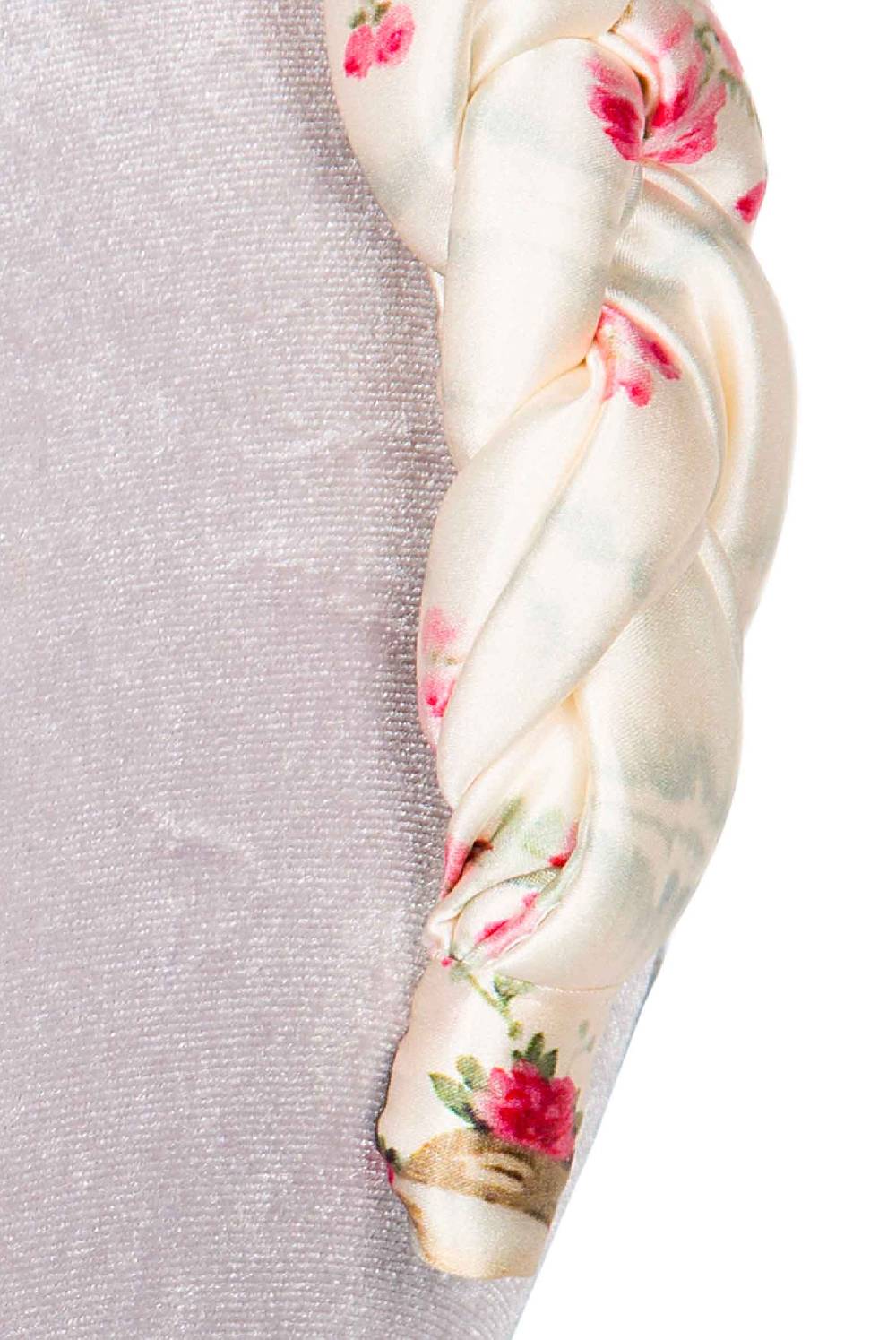 Luisa Beccaria Fascia per capelli intrecciata con boccioli di rose in raso lucido color crema Prezzo di fabbrica