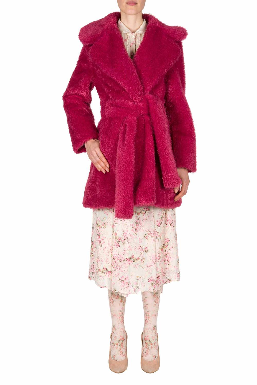 Luisa Beccaria Cappotto di pelliccia fucsia Offerta speciale