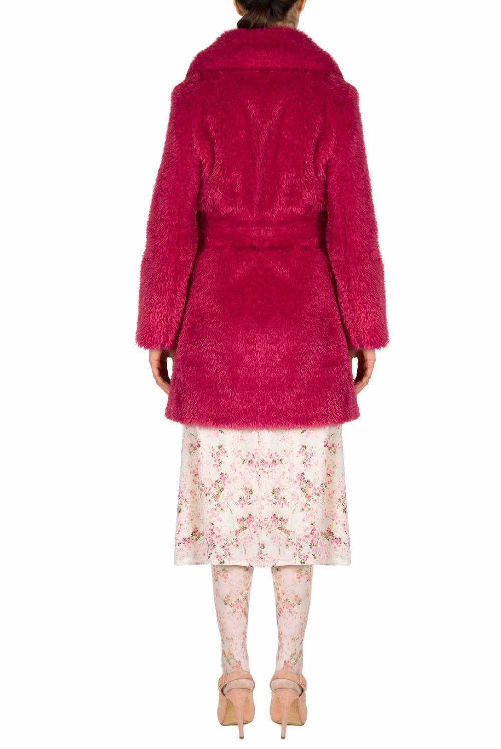 Luisa Beccaria Cappotto di pelliccia fucsia Offerta speciale