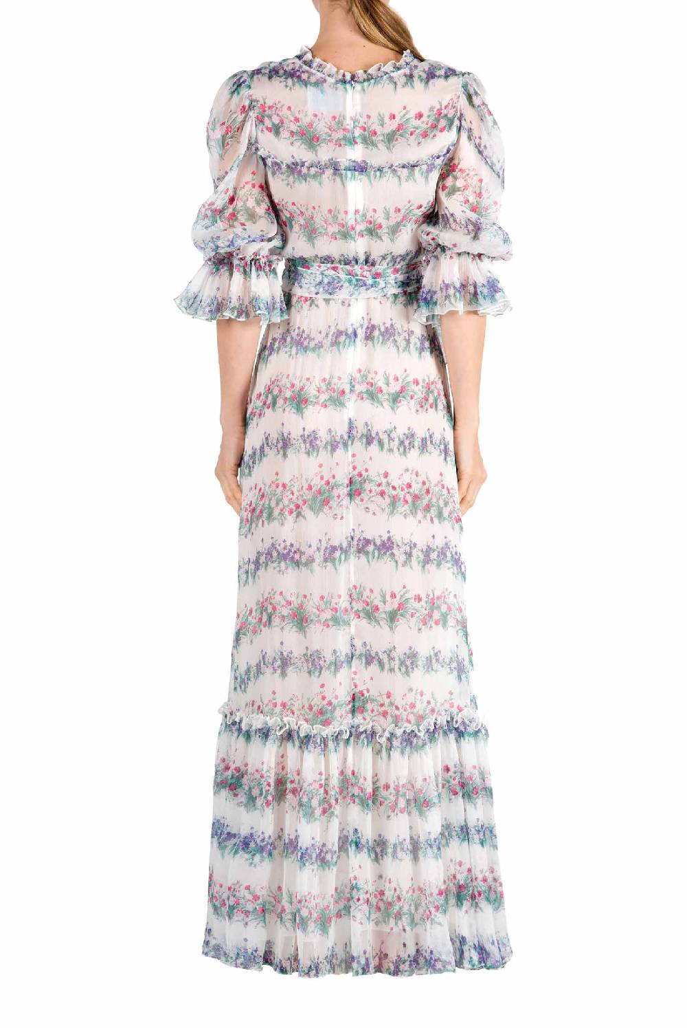 Luisa Beccaria Abito in chiffon stampato floreale Offerte stagionali