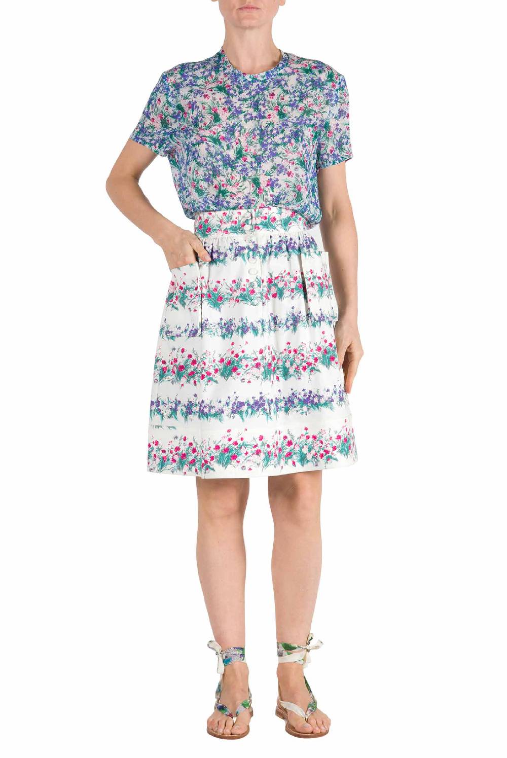 Luisa Beccaria Gonna in cotone stampato floreale Offerte speciali